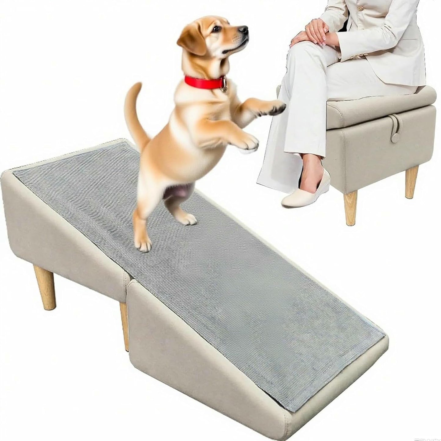 Split Ottoman Dog Ramp, Folding Dog Ramp Steps for Couch,Solid Wood, Pet Chair for Bed Couch Specially Suitable for Older Dogs Andd Puppies