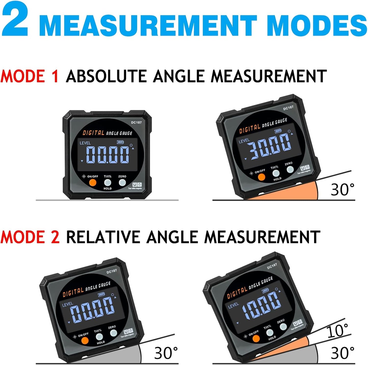 Digital Angle Finder with Electronic Laser - 4-side Strong Magnetic Angle Gauge, Cube Inclinometer with Backlight, Table Saw Miter Protractor, Woodworking Measuring Tool, Level Box for Hanging