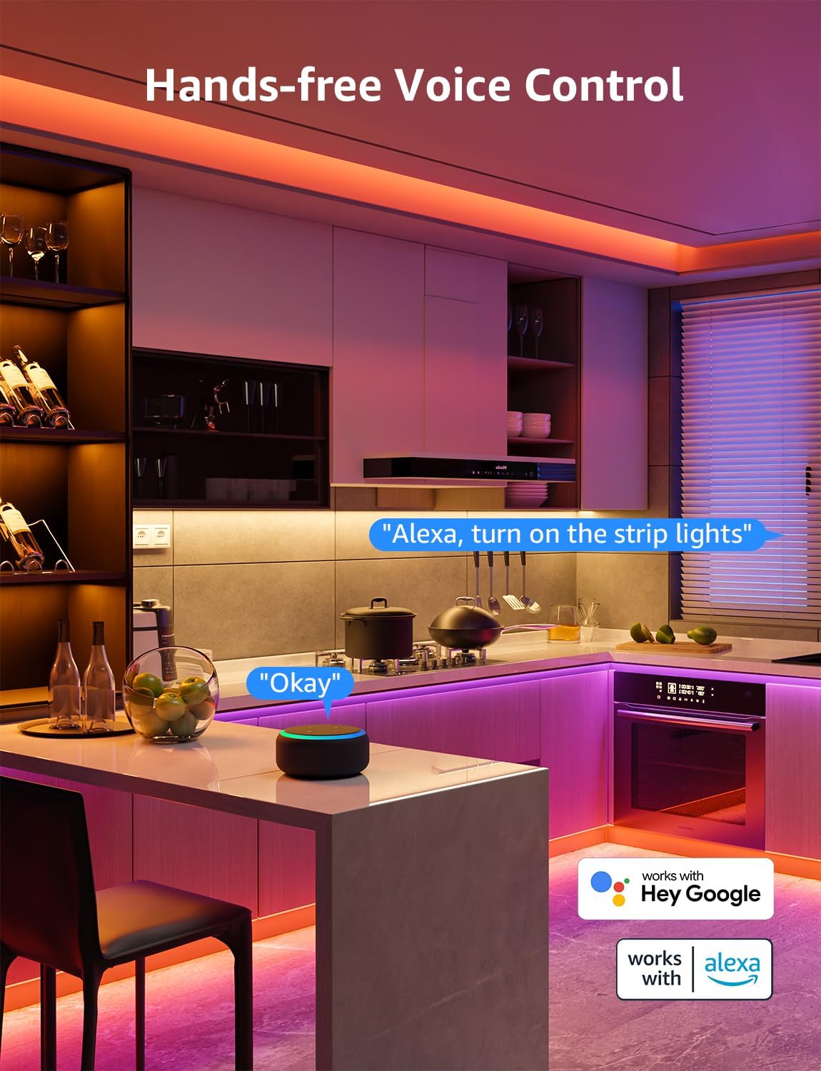 Lepro SE1 AI Smart LED Strip Lights - 65.6ft RGB Color Changing Light Strips with APP Control, AI Generated Lighting, Music Sync, 2.4GHz Wi-Fi & Bluetooth LED Lights for Home Decor (No Remote)