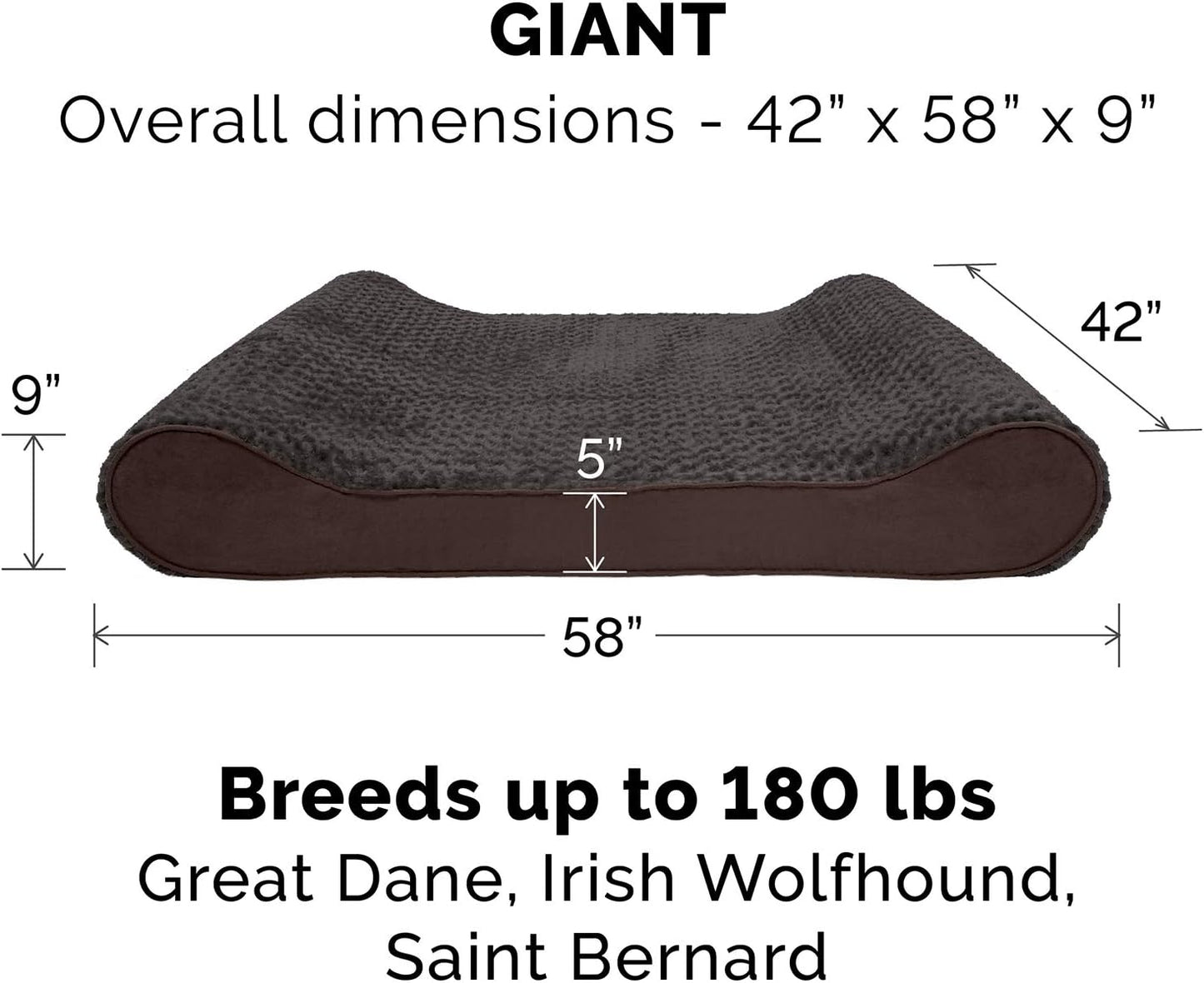 Furhaven Dog Bed Luxe Lounger Chocolate, Giant/XXXL W/Same Size Waterproof Liner