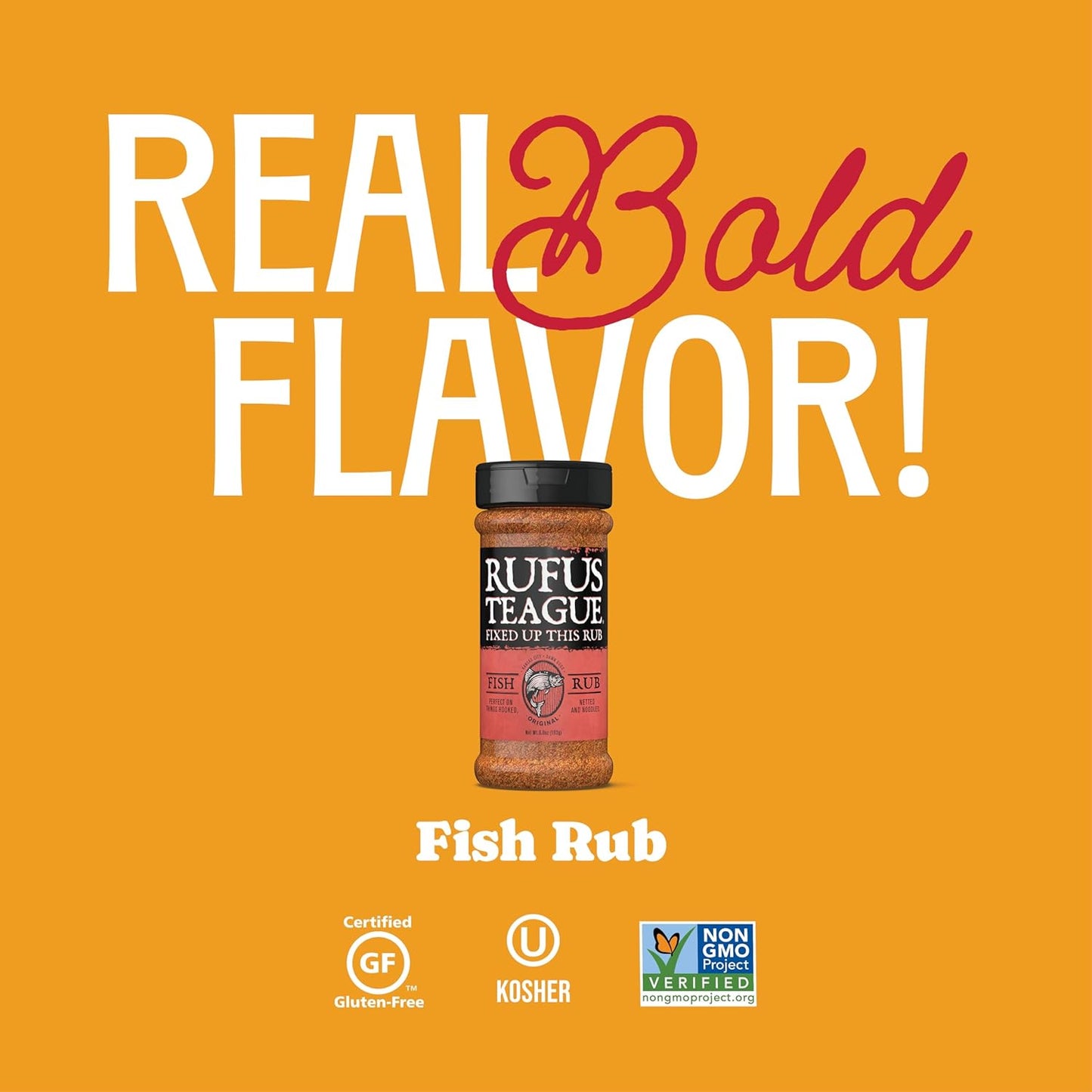 Rufus Teague Fish Rub, 2 Pack, Premium Barbecue Seasoning & Dry Rub for Smoking and Grilling, Award-Winning Flavor for Fish, Seafood & More, Gluten-Free, 6.8 oz