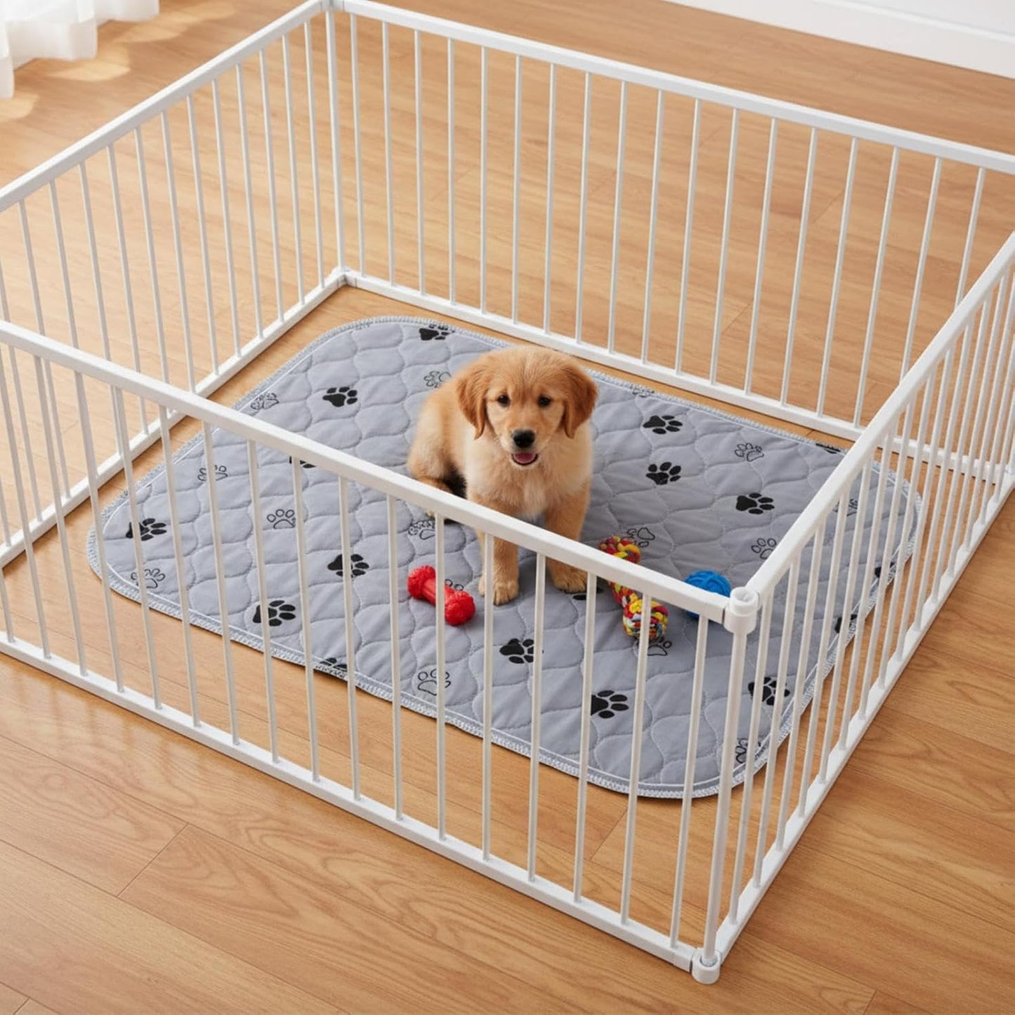 32" x 36" Reusable Dog Training Pads with Pheromone Stickers Washable Puppy Pee Pads, 4-Layer Super Absorbent & Leakproof Potty Training Mat with Non-Slip Bottom for Indoor Dogs, Crate & Travel, Gray