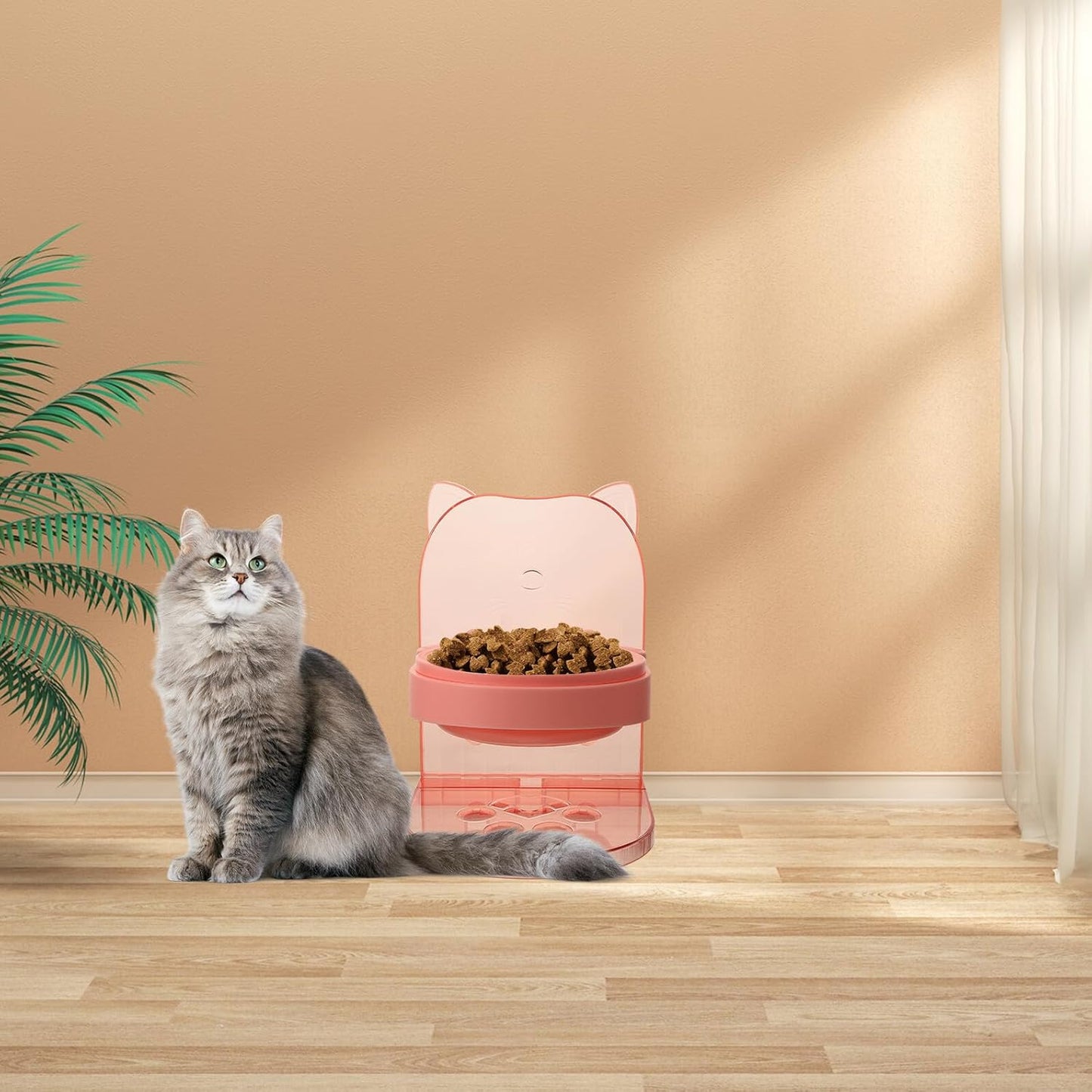 Milisten Elevated Pet Bowl Stand with Anti-Spill Raised Feeding Bowls, Plastic Dog and Cat Food Holder for Neck Support, Pink Puppy and Cat Feeding Station