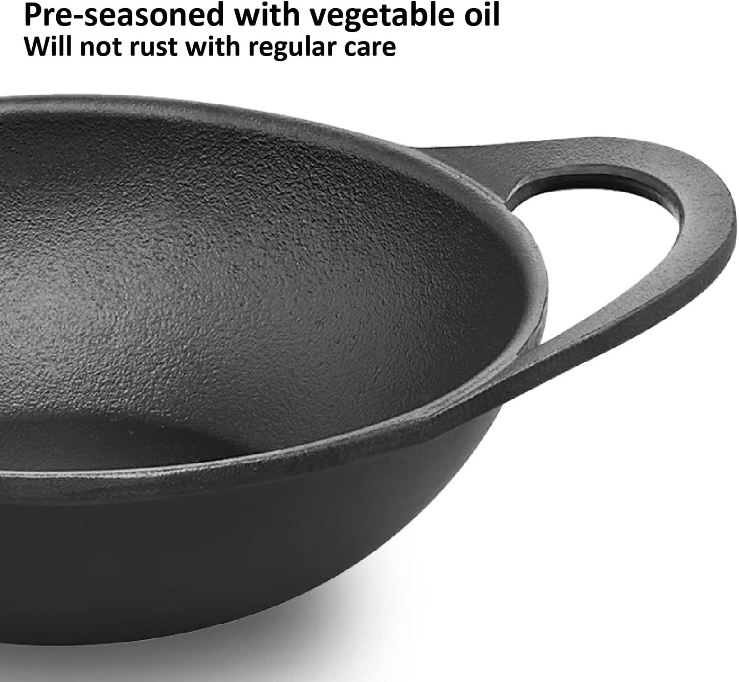 Hawkins Futura 2 Litre Cast Iron Kadhai, Naturally Nonstick Cast Iron Kadai with Glass Lid, Cast Iron Cookware for Kitchen, Black (CIK20G)
