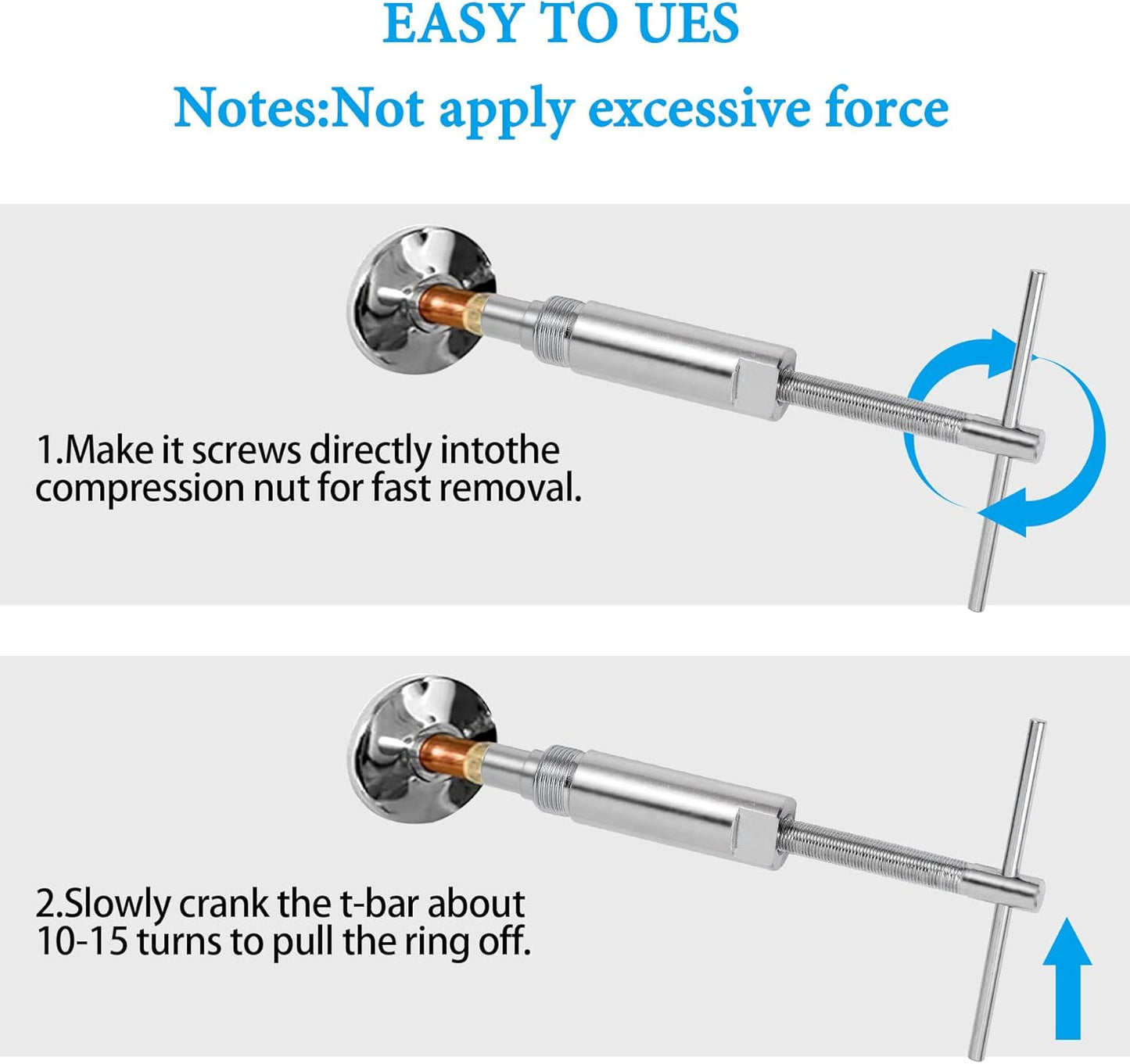 Compression Sleeve Puller and Sleeve Remover for 1/2 Inch Compression Fittings Only,Remove Nut & Ferrule of Pipe 03943 Plumbing Tools Compression Ring Removal Tool - Corroded & Frozen Supply Stops