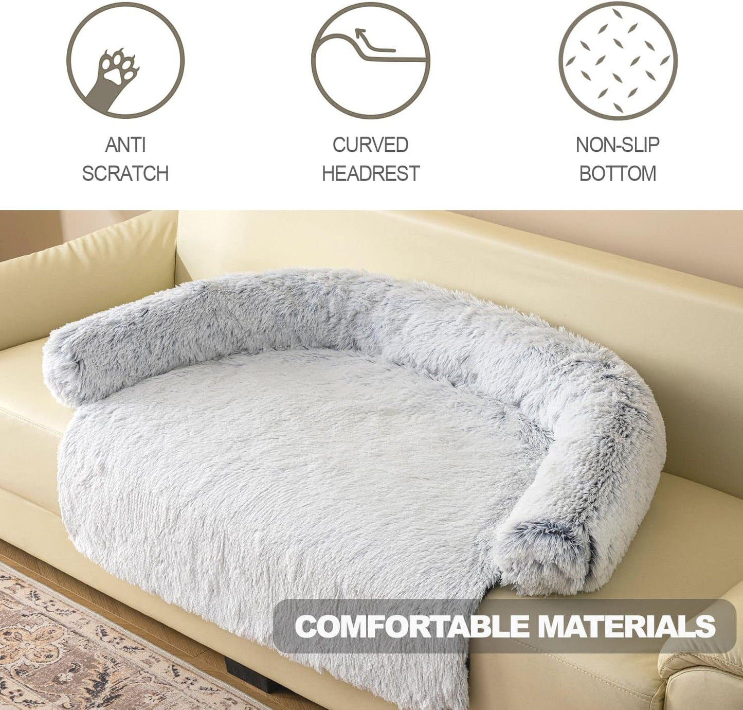 Tinaco Calming Dogs/Cats Bed Mats, Dog Pad Washable Removable Couch Cover, Plush Long Fur Mat for Pets, Waterproof Lining, Perfect for Small, Medium and Large Dogs and Cats (Gradient Gray, 36"x31")