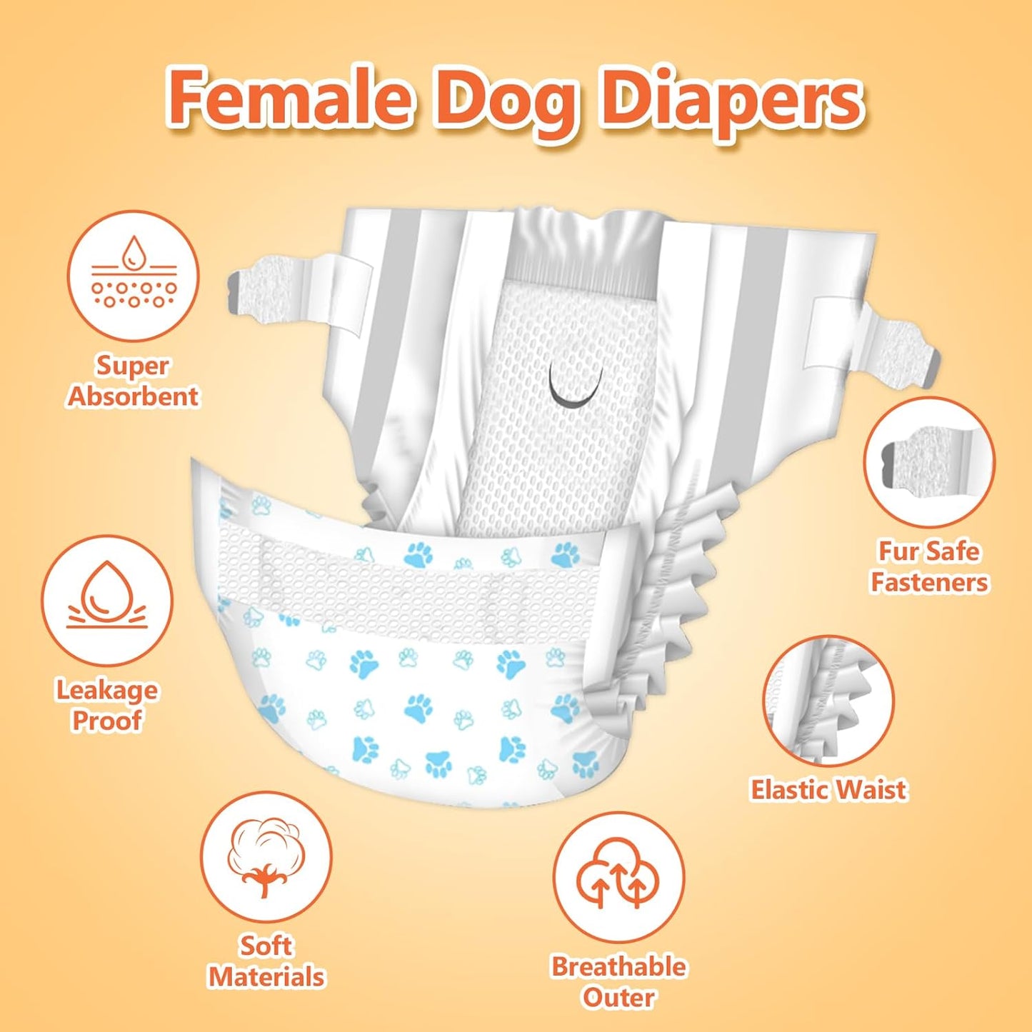 Pet Soft Dog Diapers Female - Disposable Puppy Diapers, Cat Diaper 12pcs Small