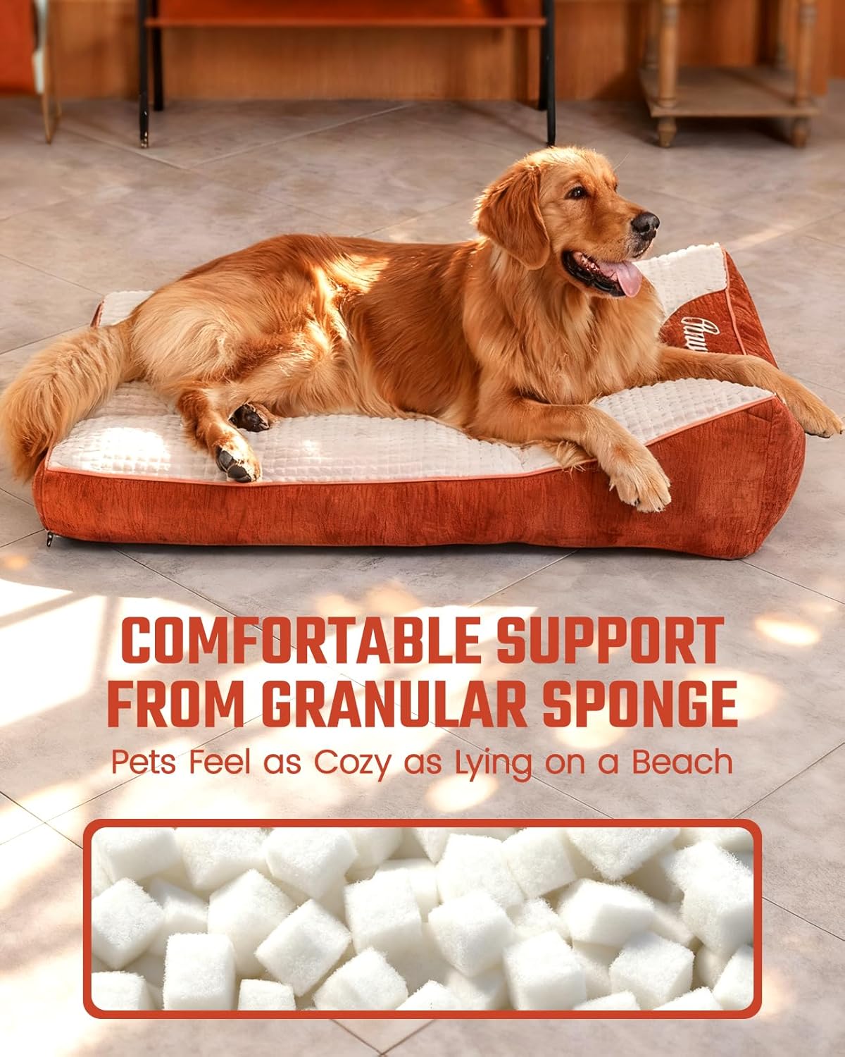 Dog Beds Large Sized Dog - Comfy Flat Pet Beds with Removable Washable Cover, Orthopedic Foam Puppy Mat with Pillow Suitable for Pet Up to 65 lbs(36''×24''×5'')
