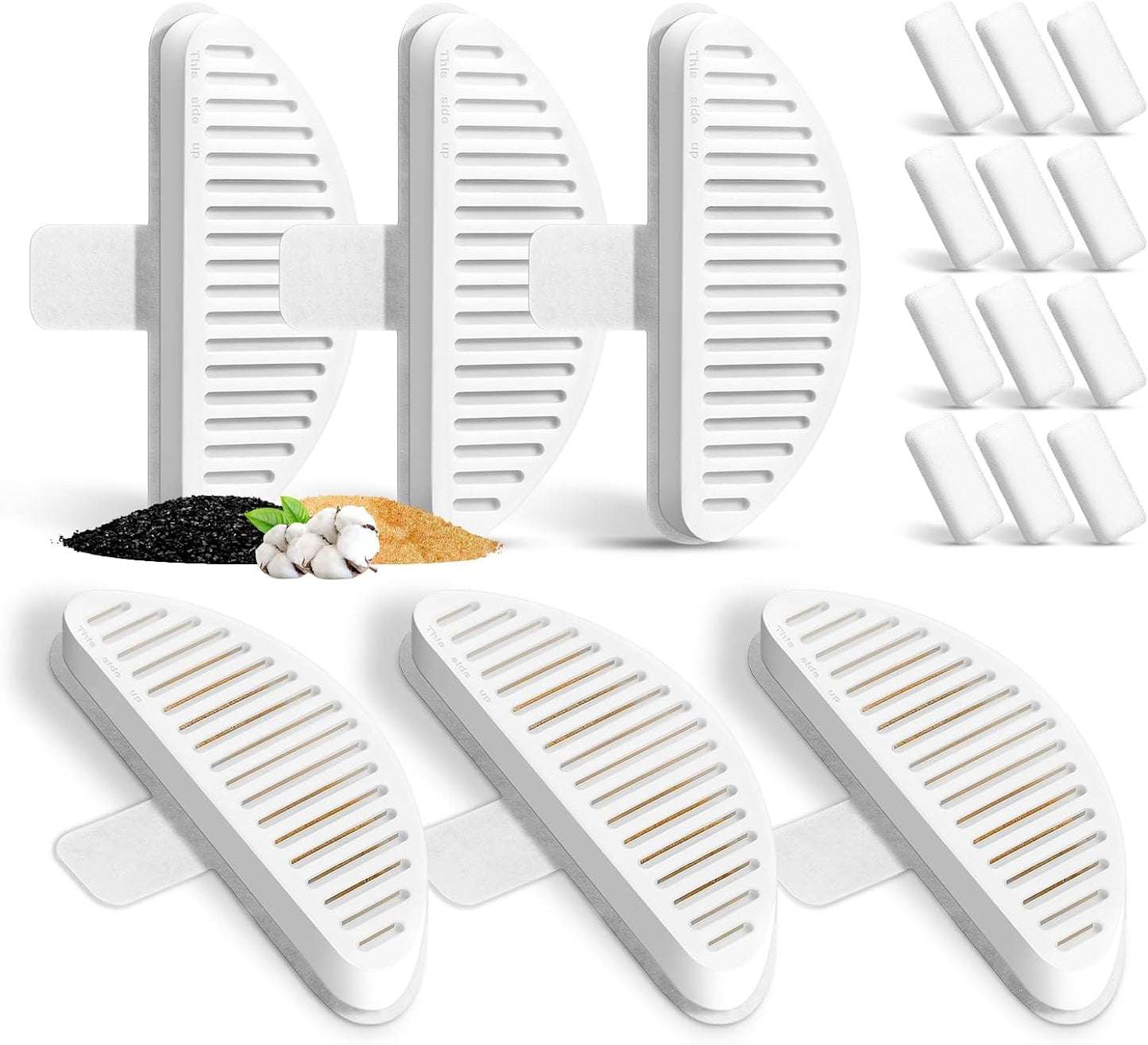 6 Pack Replacement Filters & 12 Pack Replacement Filter Sponges for 67oz/2L Automatic Pet Fountain Cat Water Fountain Cat Water Dispenser