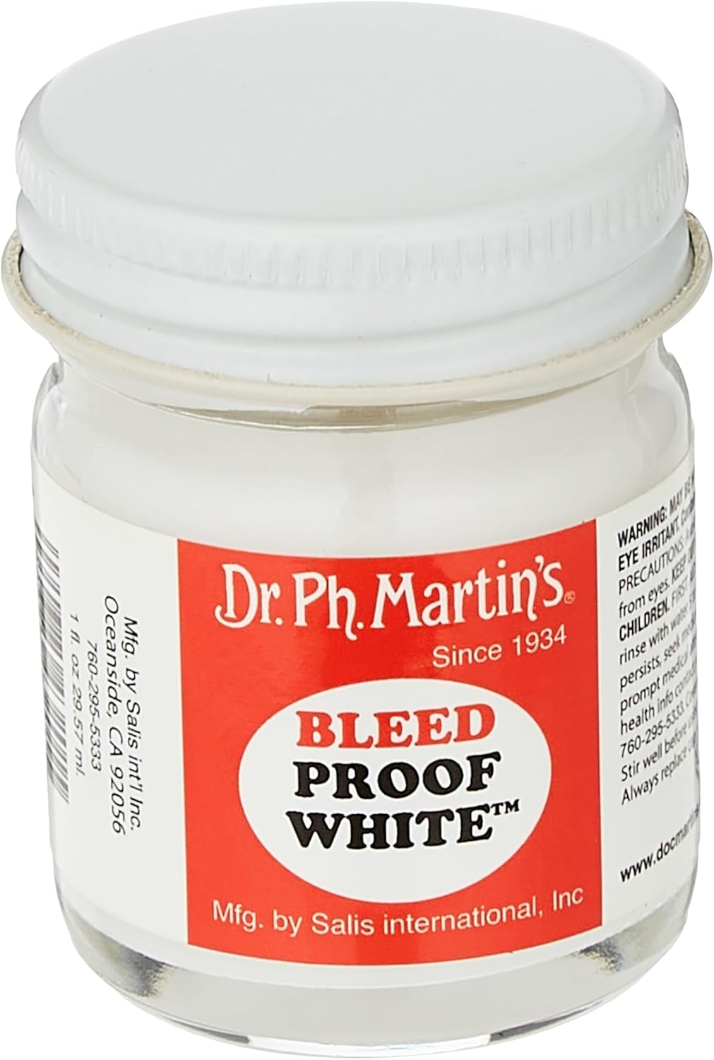 Dr. Ph. Martin's Bleed Proof White Fine Art Paint, 1.0 oz, White, 1 Jar