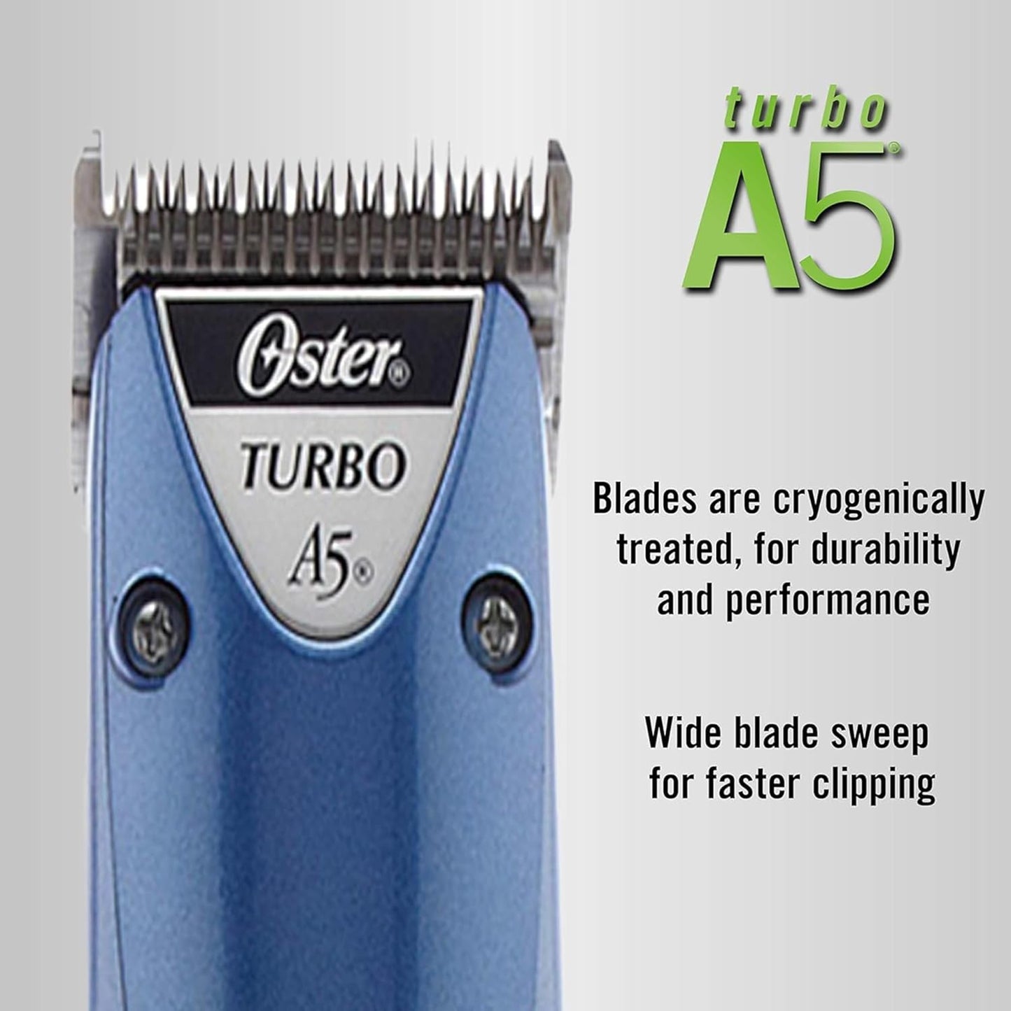 Oster A5 Hair Clippers for Dog, Cat, and Pet Grooming with 2 Speed Settings and Detachable Blade, Blue