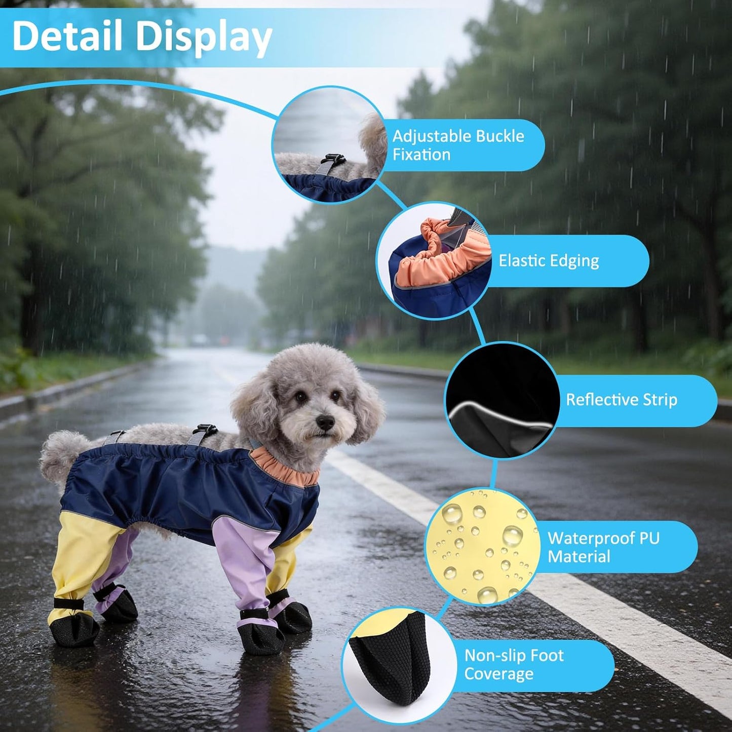 Dog Suspender Booties, Dog Rain Boots with Suspender, Breathable Waterproof Pets Boots, Adjustable Dogs Paws Boot Rain Shoes Leggings for Snow and Rain Days Small to Medium Dogs (Mixed Color, XL)