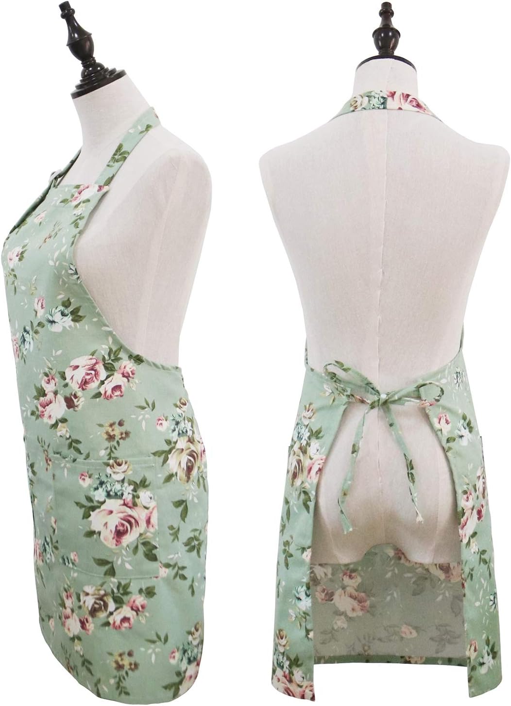 Floral Aprons for Women, 2 Pack Kitchen Aprons with Pockets for Cooking Baking, Gardening Apron Gifts for Gardeners, Birthday Mothers Day Apron Gift for Mom Wife Sister Daughter Grandma