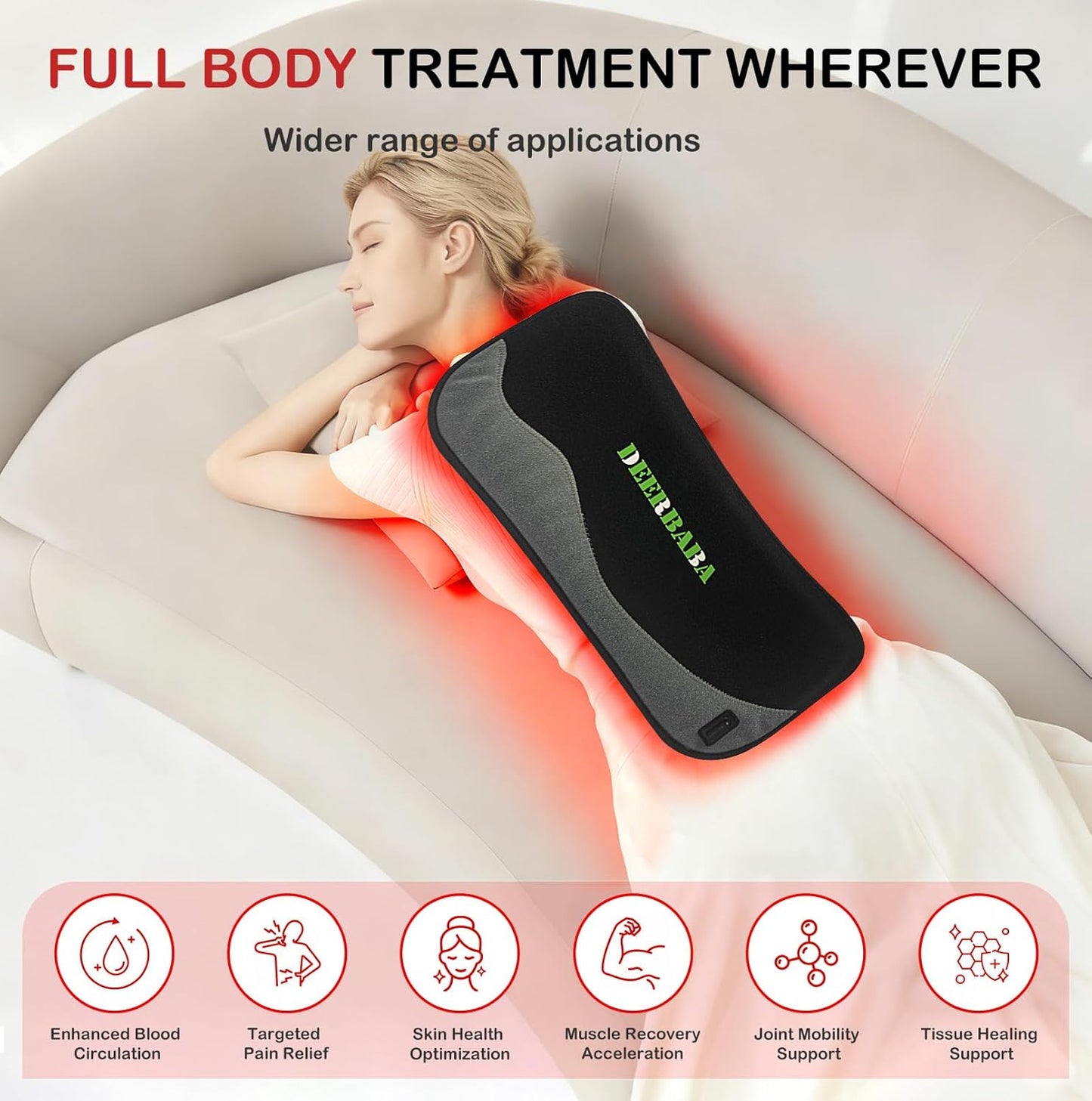Red-Light-Therapy-for-Body,2026 Upgraded-4 Modes 5 Stage Power Medical-Grade TPU Mat for Body Pain Relief,25"x13"Dual Wavelength Infrared Red Light Blanket LEDs