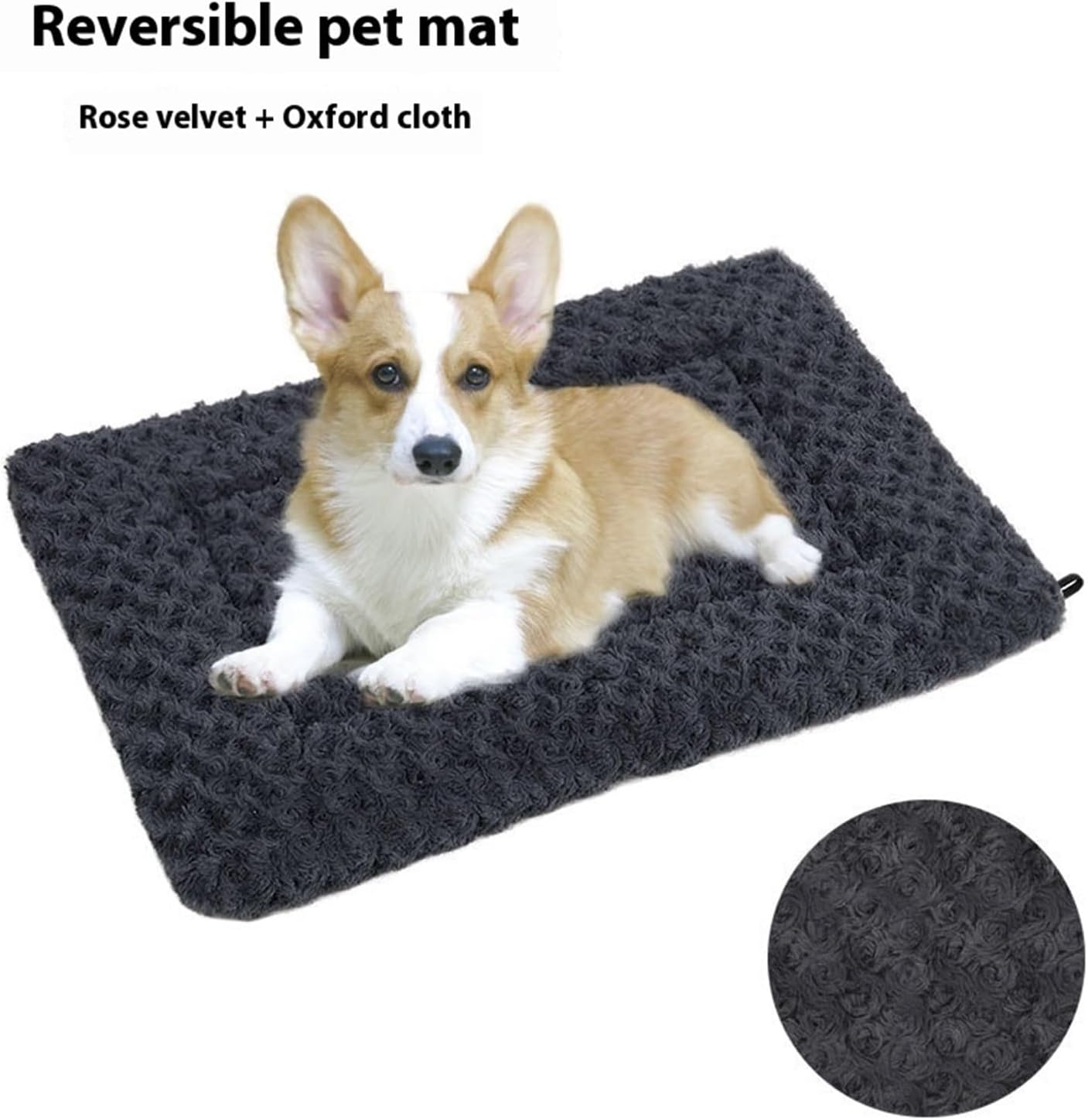 Washable Double Sided Pet Bed Dog Crate Pad Mat Plush Puppy Cats Pillows for Medium Dogs Soft Fluffy Dog Carpet Suit for Winter(Black,M 70X50CM)