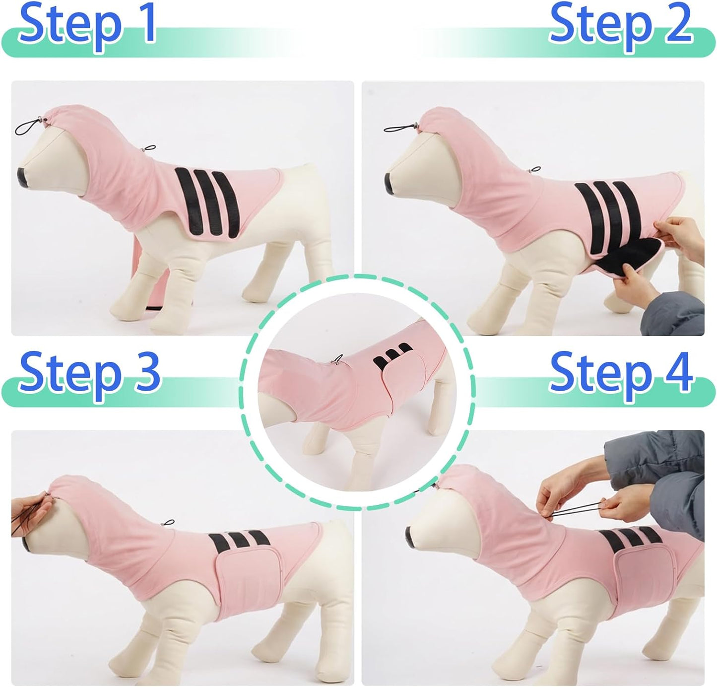 MIGOHI Adjustable Dog Anxiety Vests for Small Dogs, Dog Calming Shirt with Gentle,Constant Pressure for Fireworks,Noise,Comfort Vests for Anxiety, Ear Wrap,New Places,Social Stress, XS,Pink