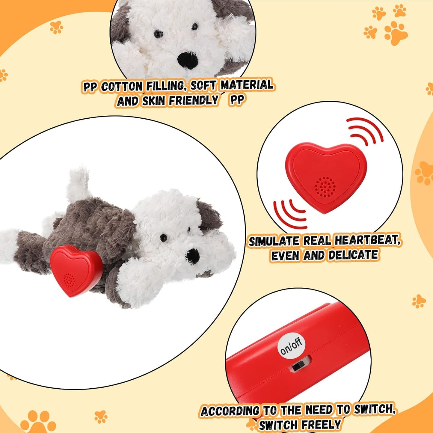 Liliful 2 Pack Puppy Heartbeat Toy Stuffed Puppy for Sleep Aid Plush Animals Dog Toy with Beating Heart Relief Separation Anxiety Training Behavioral