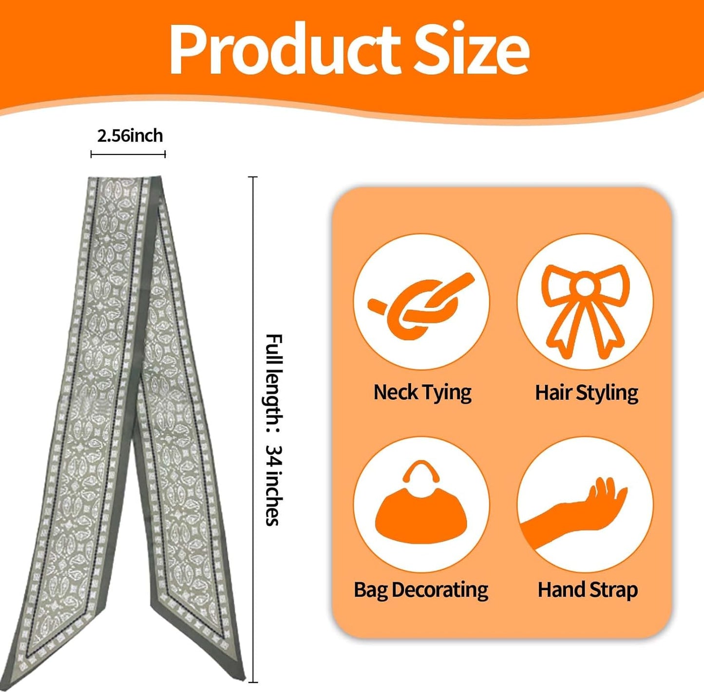 24PCS Fashion Scarves for Women Multifunctional Neck Scarves Purse Scarf Headbands for Bags Hair Accessories