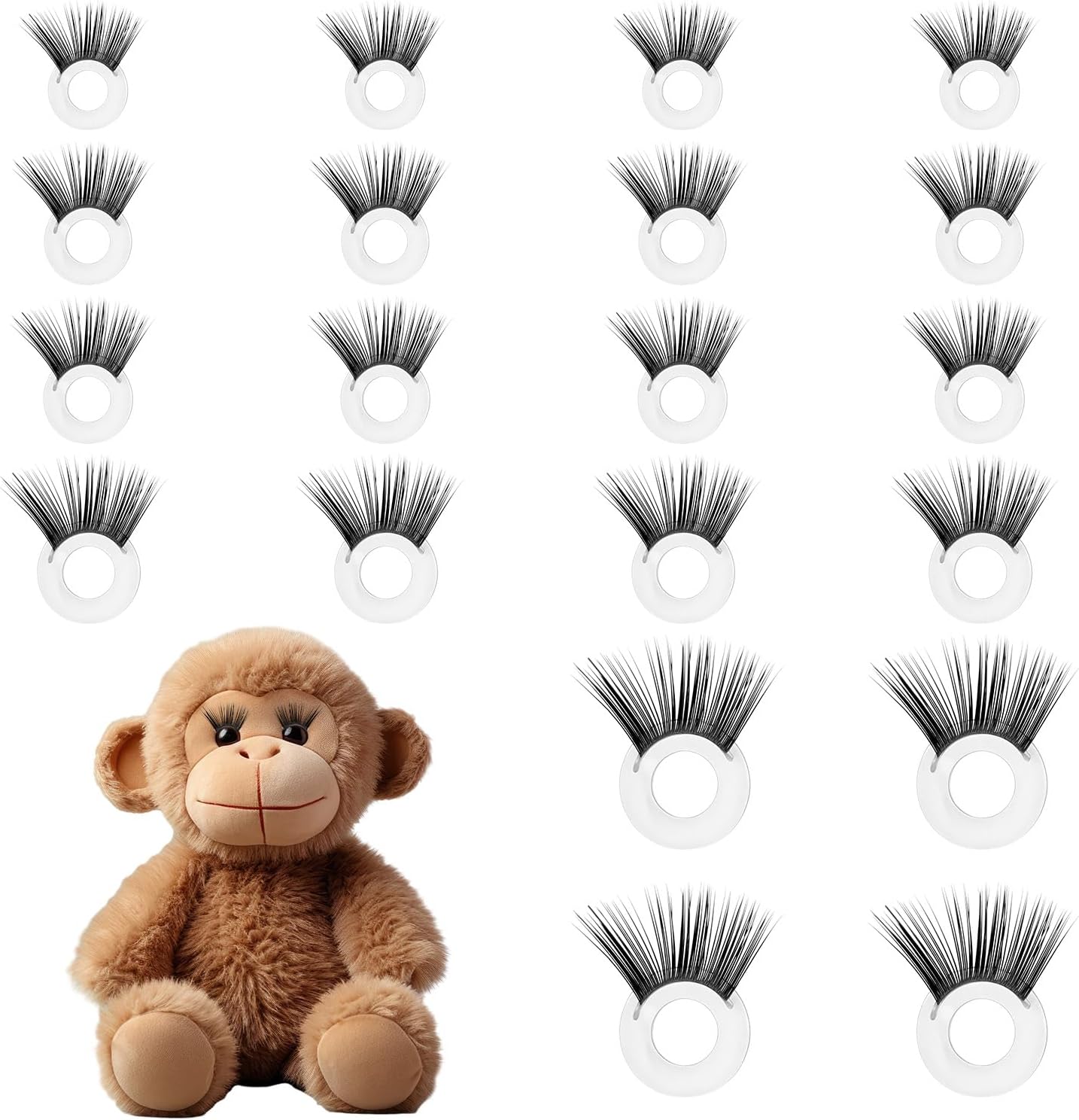 20 Pcs Safety Doll Eyelashes for Crocheting, 5 Sizes Doll Eye Lashes for Amigurumi, Stuffed Animals Crochet Eyelashes Dolls Making Supplies for Teddy Bear Puppet Plush Toy Accessories
