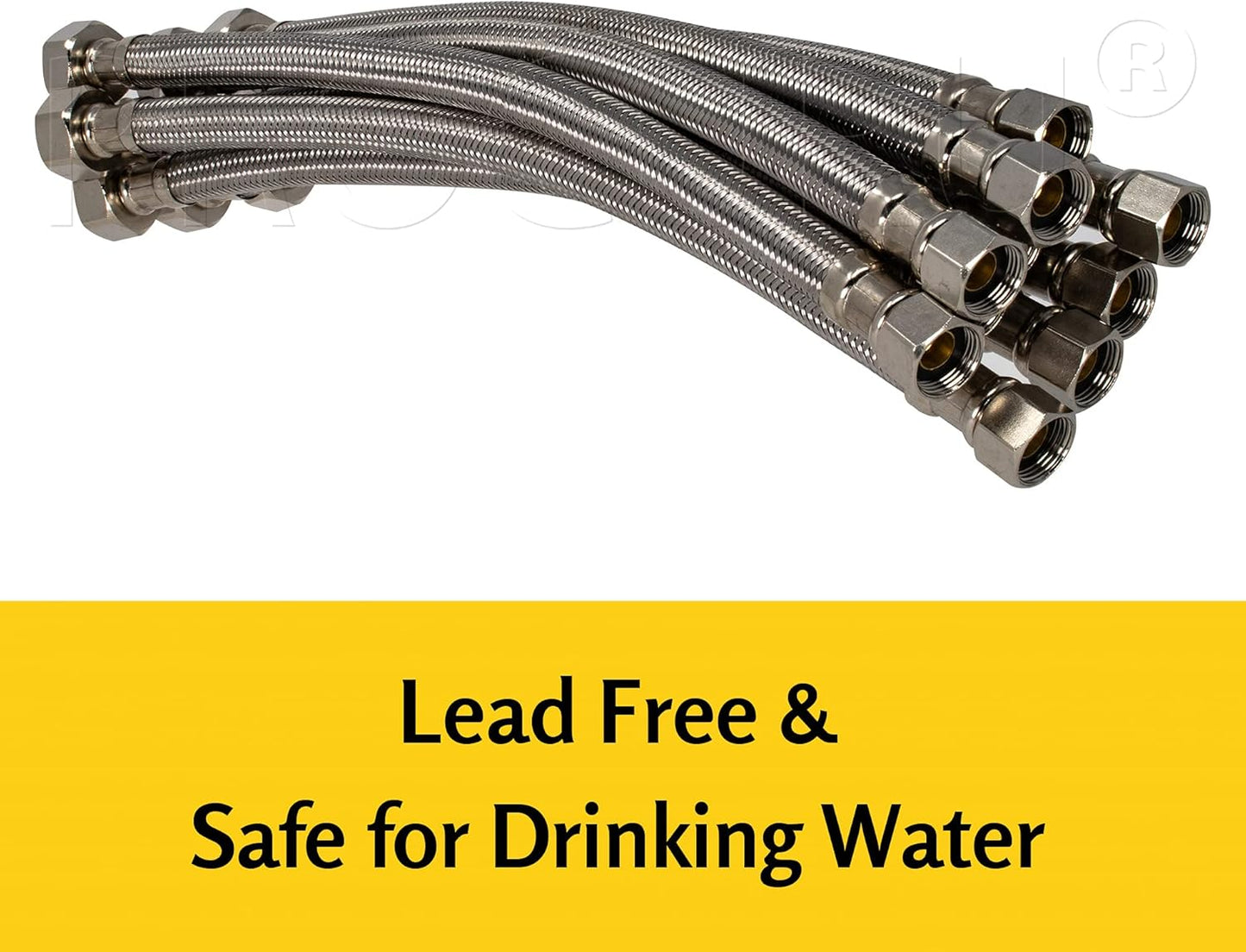 [10-Pack] PROCURU 16-Inch x 3/8" Comp x 1/2" FIP Faucet Hose Connector, Stainless Steel Braided Supply Line, Certified Safe (9SF16-10P)