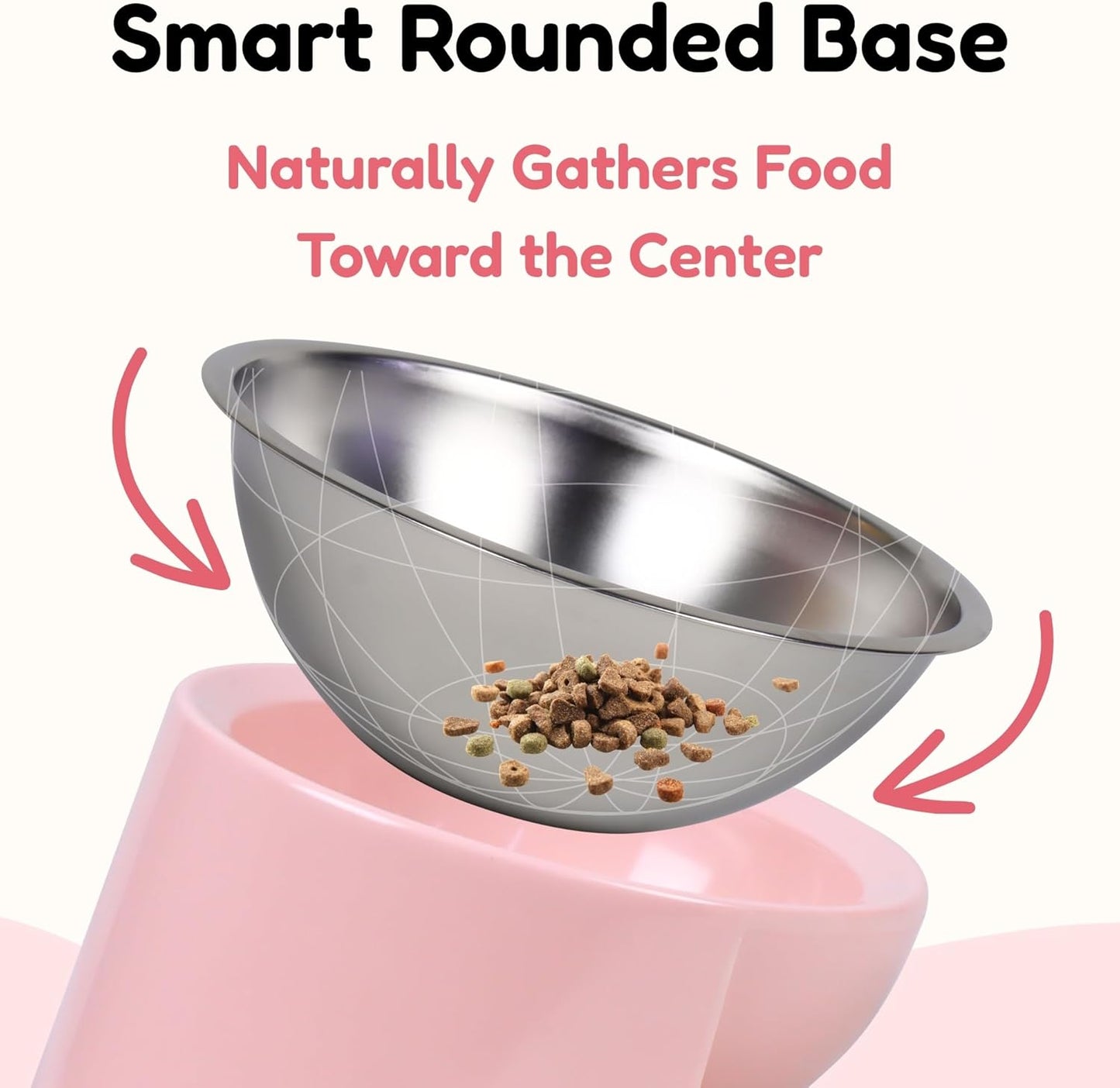 Tilted Dog Bowl for Flat-Faced & Senior Dogs, 15° Slanted Stainless Steel Dog Food Bowl, Elevated Pet Feeder for Small & Medium Dogs, Comfortable Eating Design (Pink, M (420 ML / 1.5 Cups))