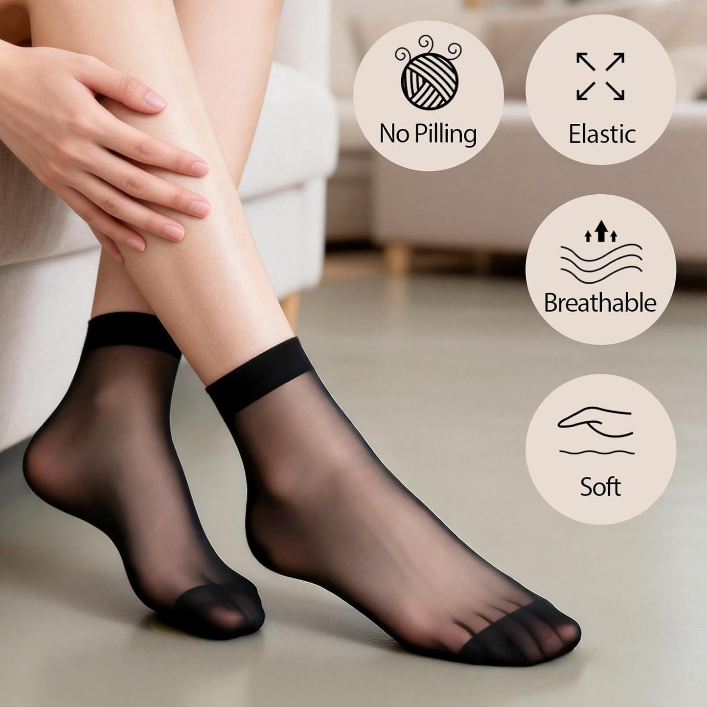 12 Pairs Women's Ankle High Sheer Socks Tight Hosiery Crew Stocking Reinforced Toe for Women