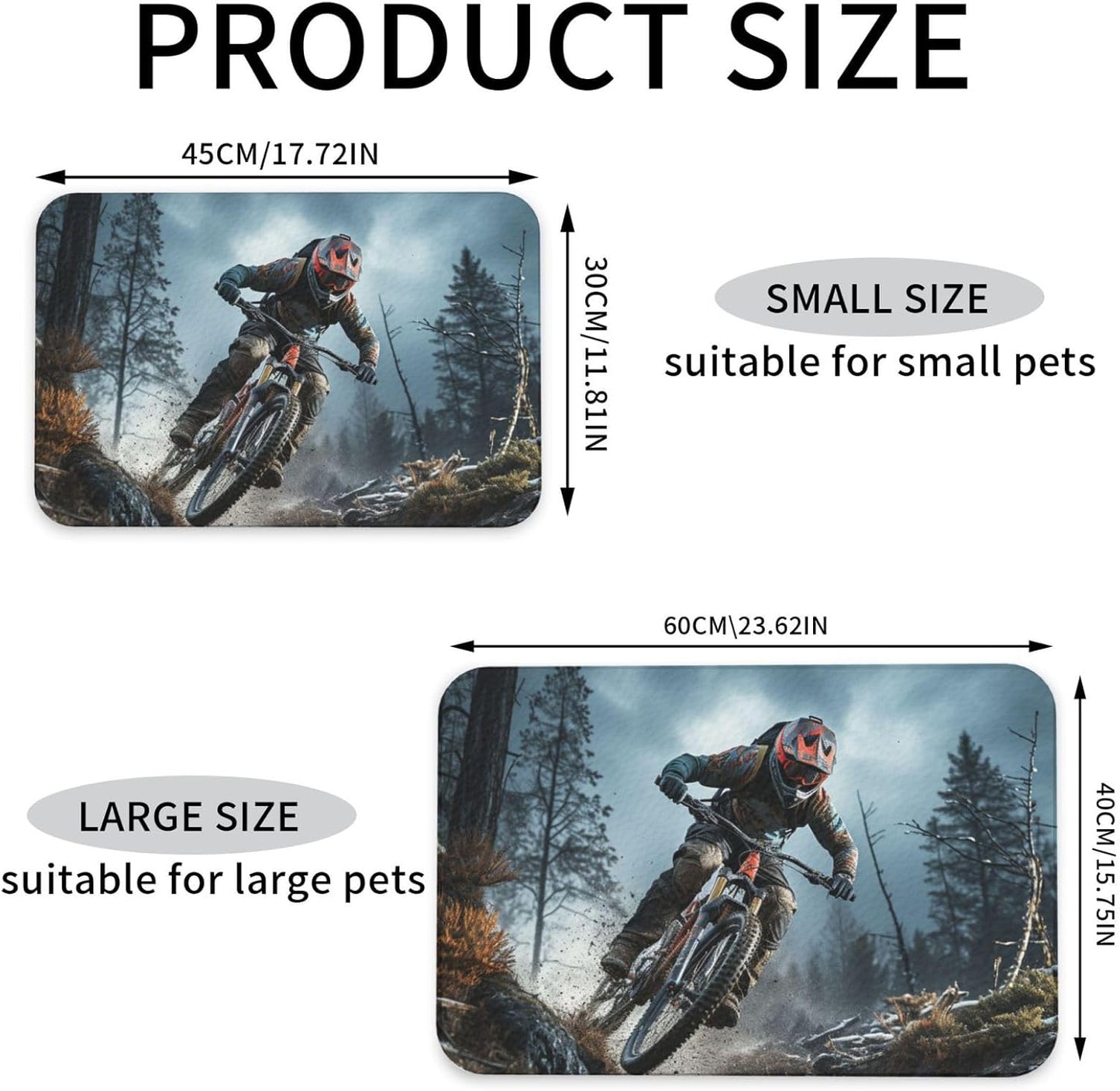 Pet Feeding Mat Leather Dog Food Mat Waterproof Pet Tablecloth Mountain Bike Tournament Pet Placemat for Dogs Absorbent Dog Bowl Mat Anti-Slip Dogs Mats for Food and Water
