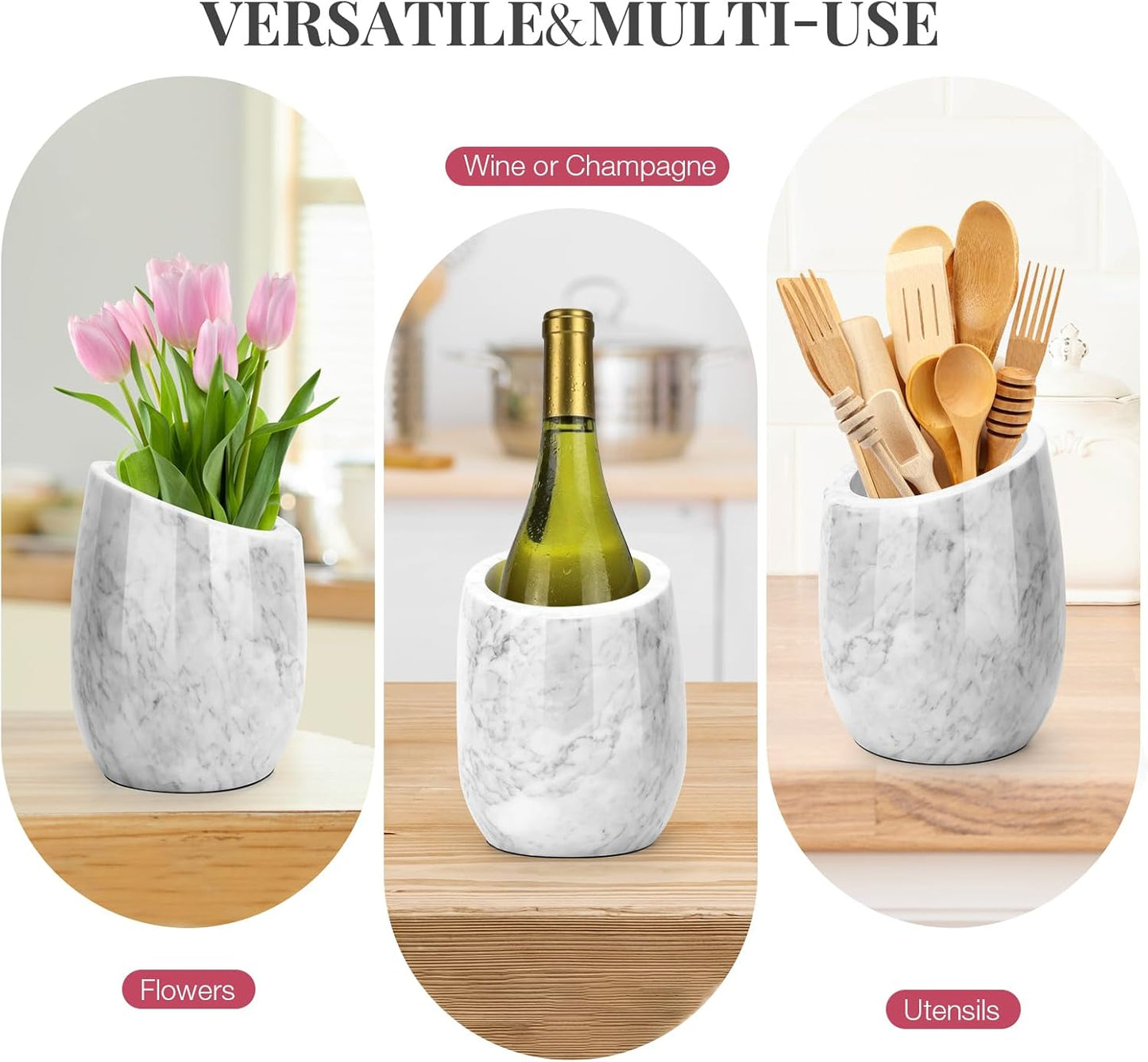 ZORMY Premium Marble Wine Chiller Bucket, Wine and Champagne Cooler, Wine Bottle Ice Chiller, 750ml Bottle Cooler, Home Bar & Kitchen Decor, Ideal Gift for Wine Lovers