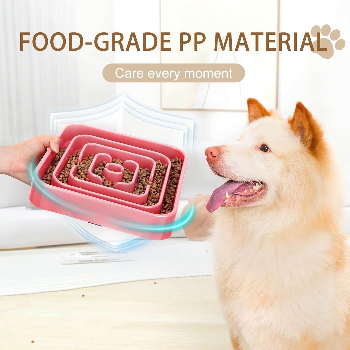 Slow Feeder Dog Bowls for Large Medium Dogs, Anti-Choking Slow Eating Maze Dog Food Bowl, Anti-Slip Slow Feeding Pet Puzzle Bowl,Pink