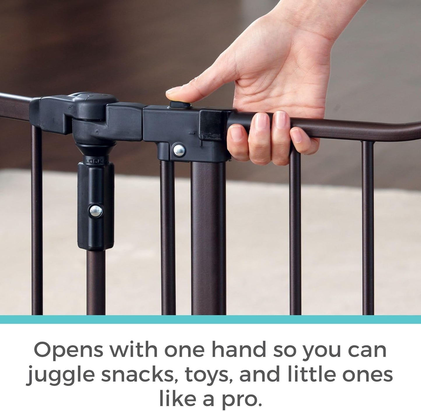 Toddleroo by North States - Deluxe Décor Safety Gate: Extra Wide - Adjustable 38.3 to 72 Inches W - 30 Inches T - Matte Bronze