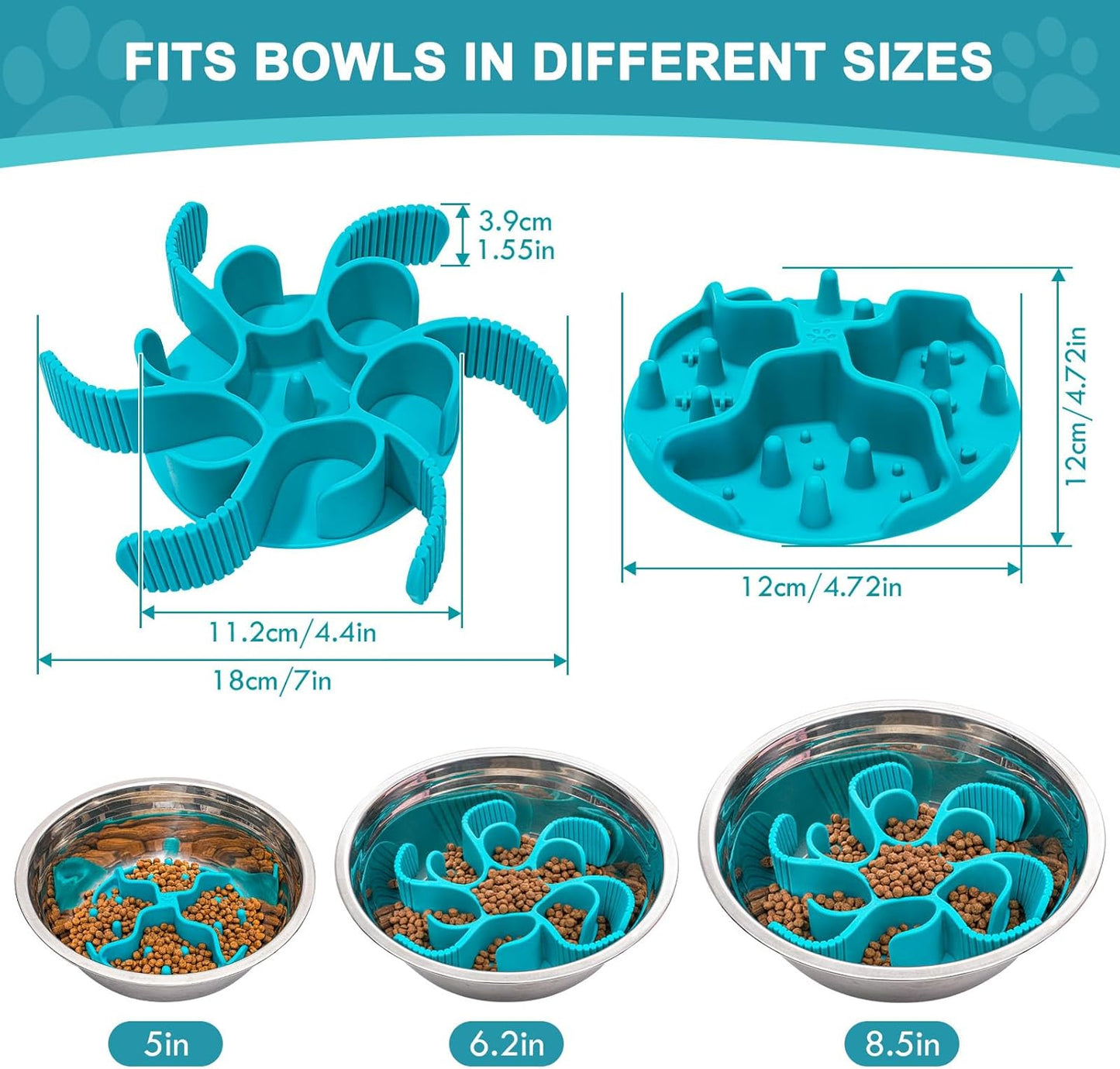 Slow Feeder Insert for Dog Bowl - 2PCS Anti-Bloat Silicone Mat with Super Suction, Slow Feeder Dog Bowls for Puppy Large Breed Dogs