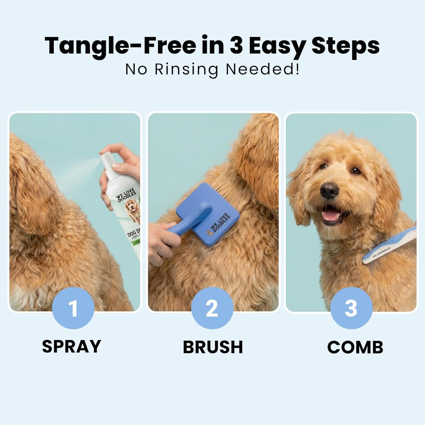 We Love Doodles Dog Detangler Spray - Leave-in Conditioner for Dogs - Dog Detangling Spray - Dematting Spray for Dogs - Tangle Remover - Made in The USA (Lavender)