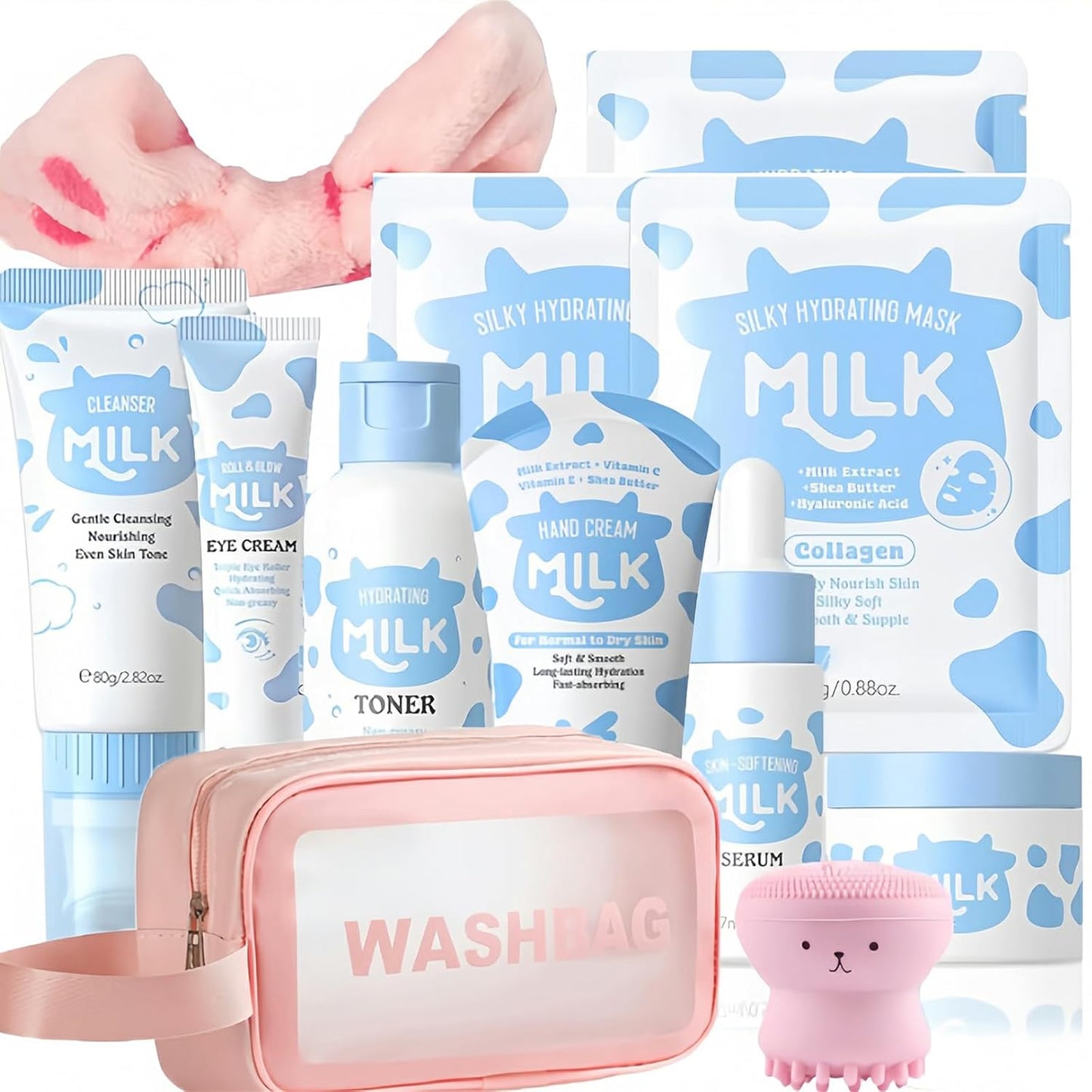 Milk Skin care Set for Kids & Teens, 12 IN 1 Moisturizing & Gentle Milk Skincare for Girls 10-12, Skin Care Set For Kids Girl Ages 8-12 Birthday Gifts, Face Care Kit, Mothers Day Gift, Teacher Gift