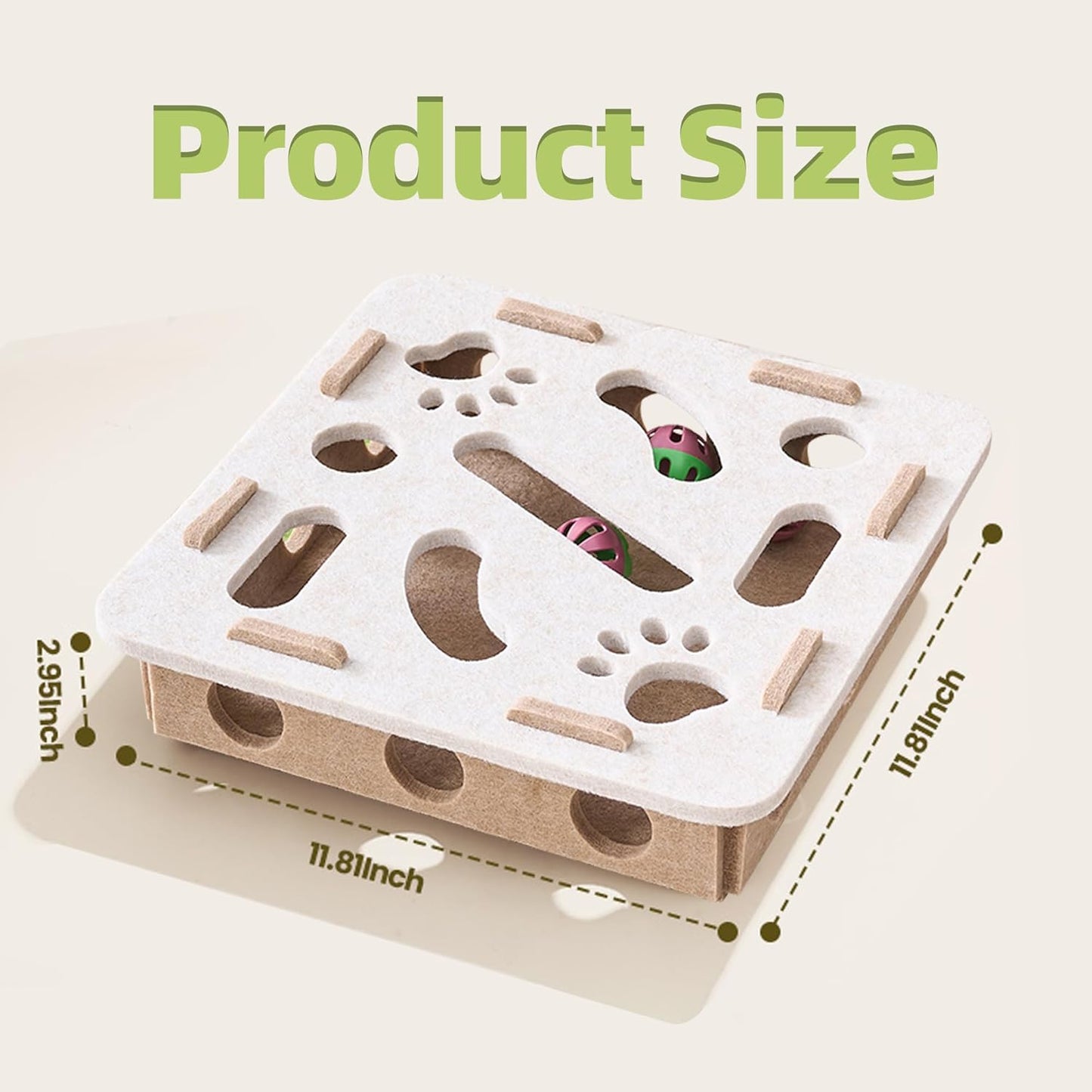 Interactive Cat Puzzle Feeder Toy - Felt Maze Box with 3 Jingle Balls for Indoor Cats Kittens | Mental Stimulation, Slow Feeding, Fun Exercise & Natural Hunting Instincts