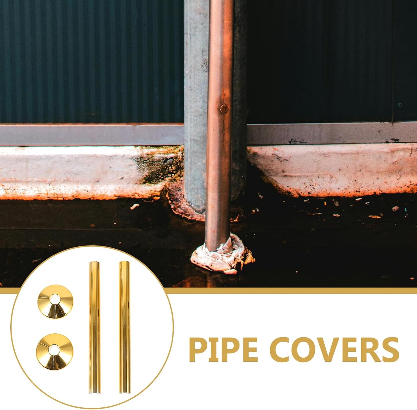 ARTIBETTER 2 Sets Golden Pvc Pipe Covers Radiator Pipe Sleeve Escutcheon Plate for 15Mm, Decorative Tube Covers for Plumbing Supply, Easy Installation for Home and Office