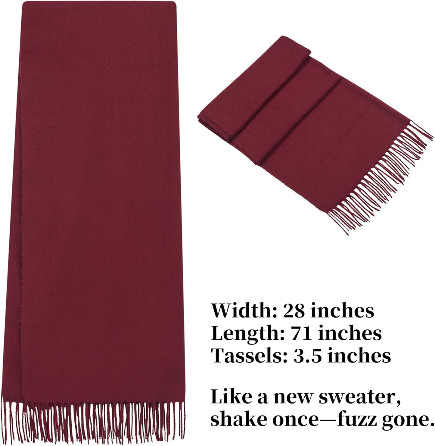 Plaid or Solid Winter Scarf Unisex, Soft Tartan Thermal Wrap, Christmas Gift, 74"x29"