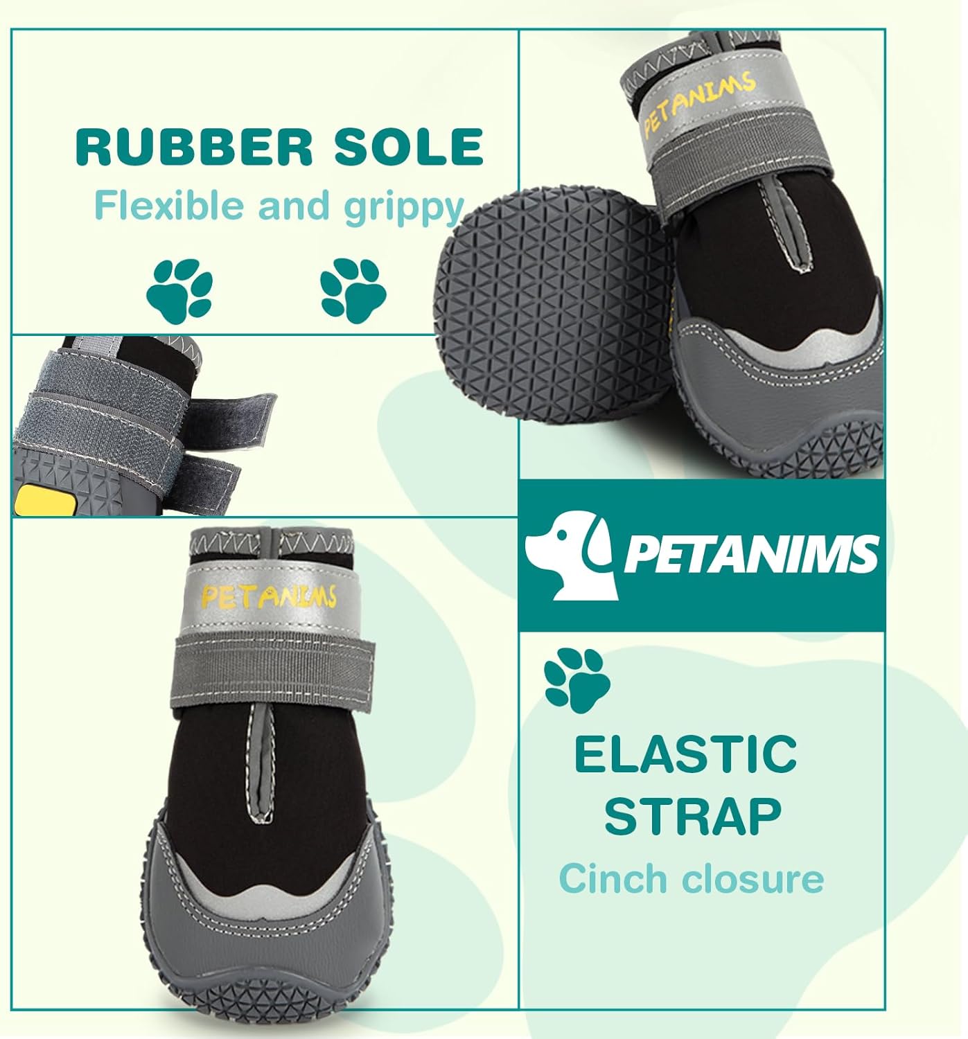 Dog Shoes for Large Dogs, Medium Dog Boots & Paw Protectors for Winter Snow, Waterproof Dog Booties for Hot Pavement, Hardwood Floors, for Rainy Black Size 8