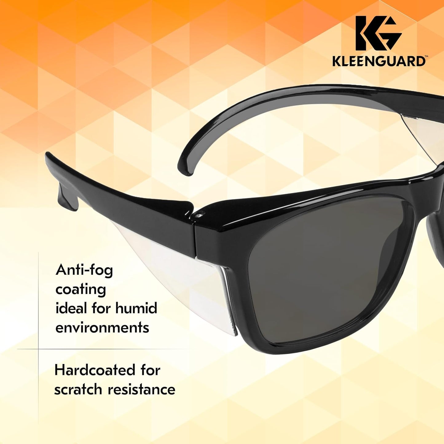 KleenGuard™ V30 Maverick™ Safety Glasses (49311), with KleenVision™ Anti-Fog Coating, Smoke Lenses, Black Frame, Unisex Sunglasses for Men and Women (Qty 12)