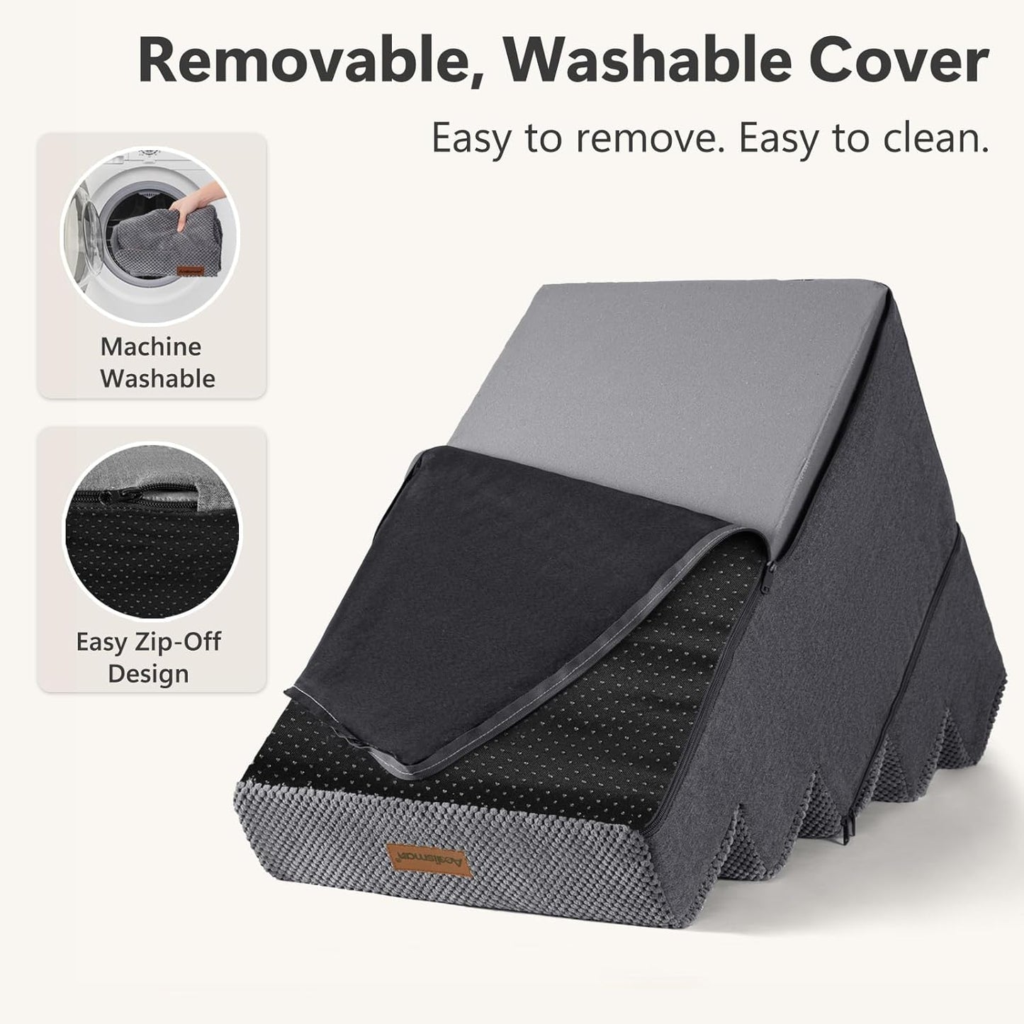 Dog Steps for Bed and Couch, 4-Step Pet Stairs for Small Dogs, Indoor Non-Slip Dog Stairs for Old Cats, Puppy, Small Medium Dogs,18.5" H,Grey