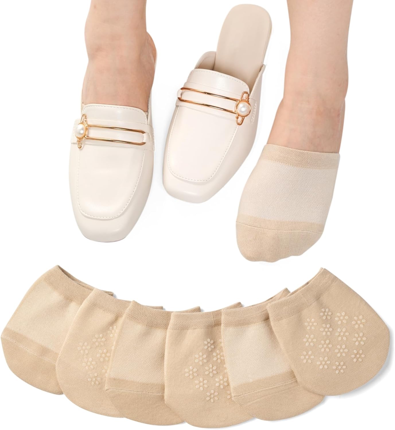 Toe Socks Womens for Mules, Half Socks Toe Topper Covers No Show Invisible Non-slip Liners for Clogs 4/6/8 Pairs