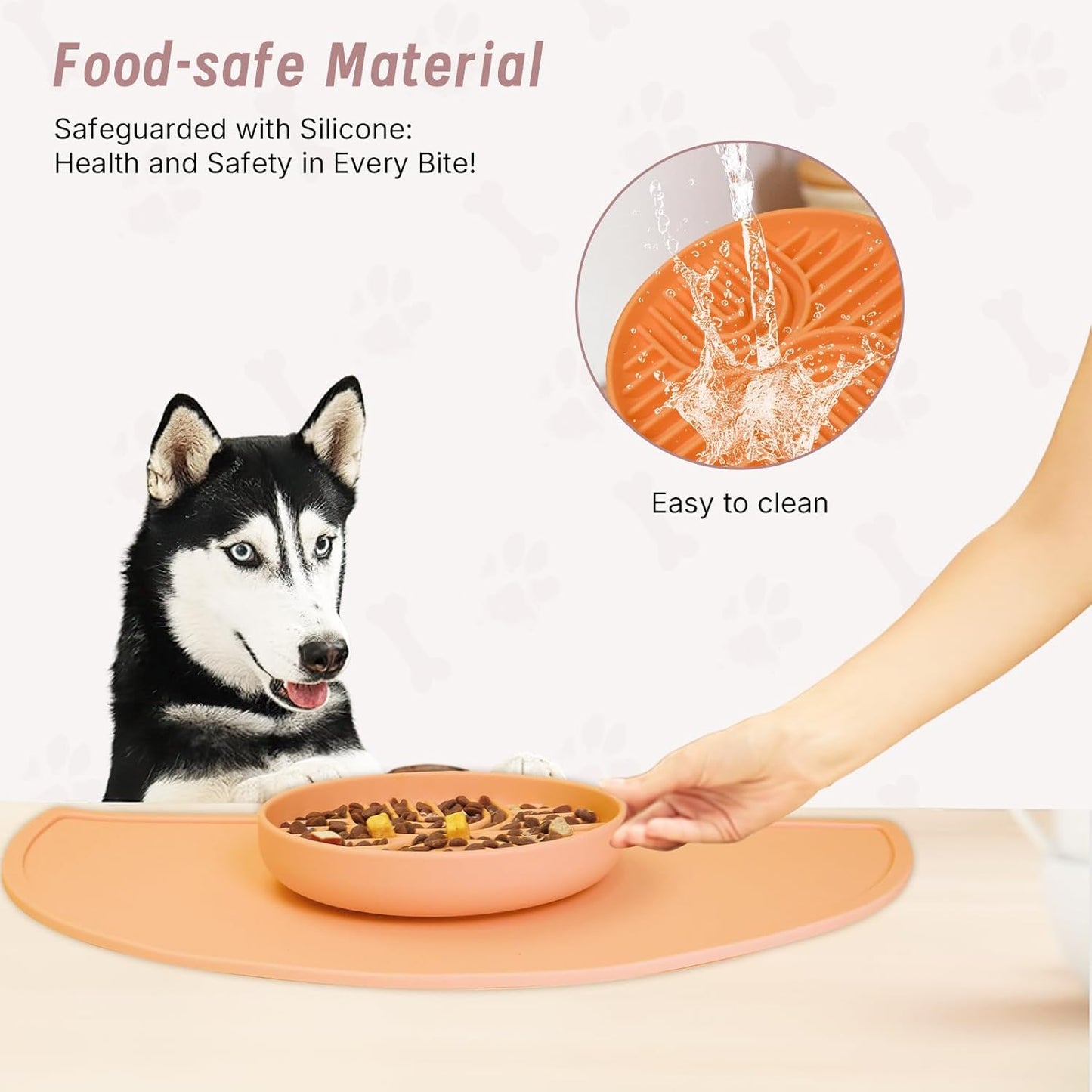 Slow Feeder Dogs Bowls with Mat, Silicone Dog Feeding Bowls with Suction Cup, Slow Eating Dog Food Bowl for Small to Medium Dogs, Non-Slip and Anti-Choking Design, Easy Clean (Terracotta)