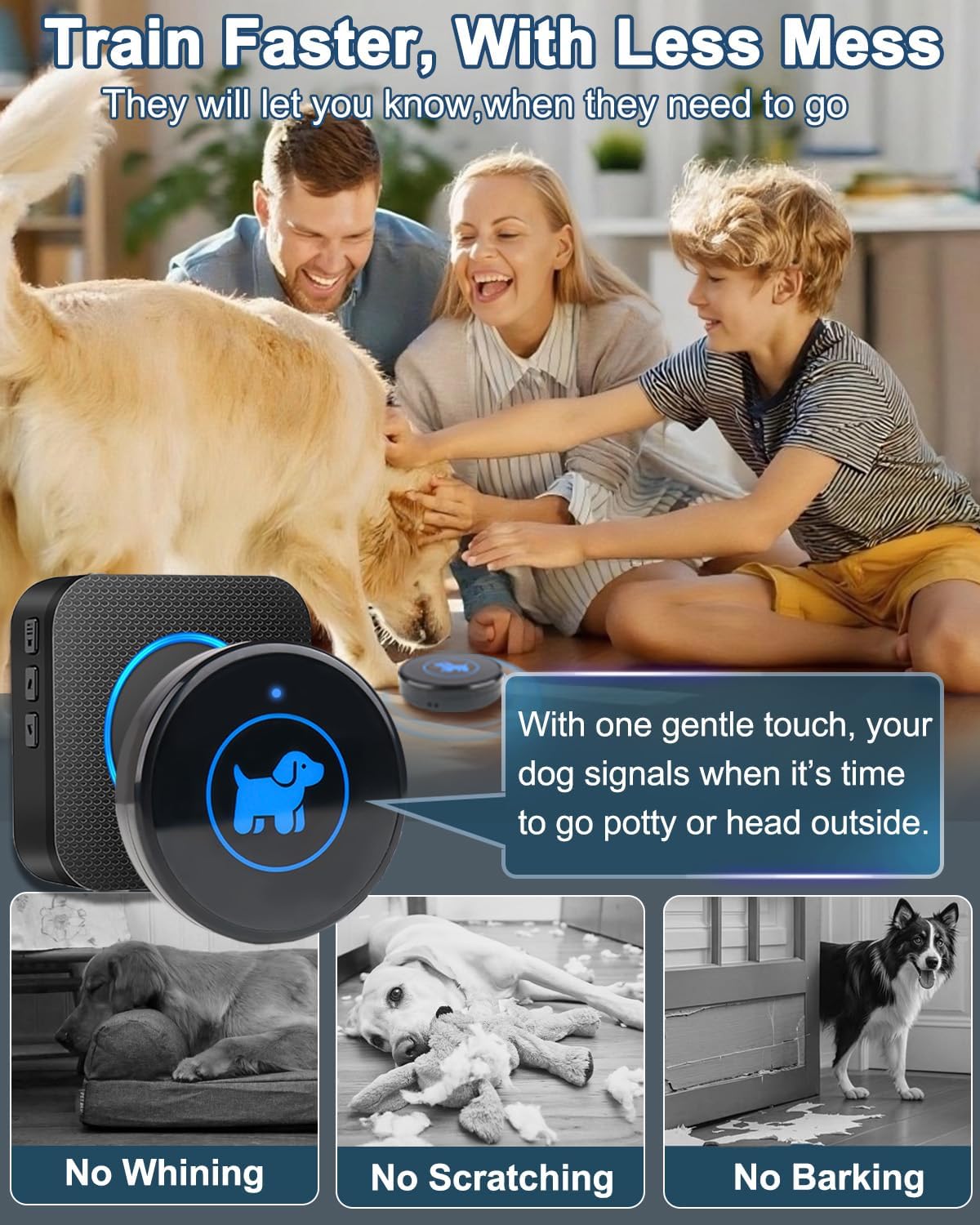 Dog Door Bell (2026 Enhanced Touch), Wireless Dog Doorbells for Potty Training – Dog Bells to Go Outside, 1000Feet Range, Waterproof Button, 55 Melodies & 5 Notification Modes(2 Buttons)