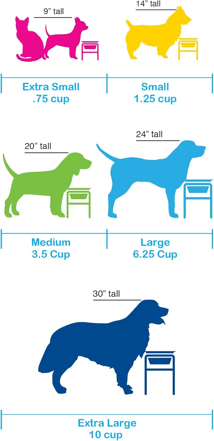 Platinum Pets Triple Diner Feeder with Stainless Steel Cat/Puppy Bowls, .75 cup/6 oz, Electric Purple