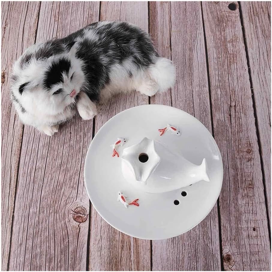 Fountain Automatic Ceramic Cat Water Fountain, Pet Water Dispenser, Flower Style Dog Drinking Fountain with Filter, Automatic Drinking Bowls Super Quiet Pet Supplies Pet Water Dispenser