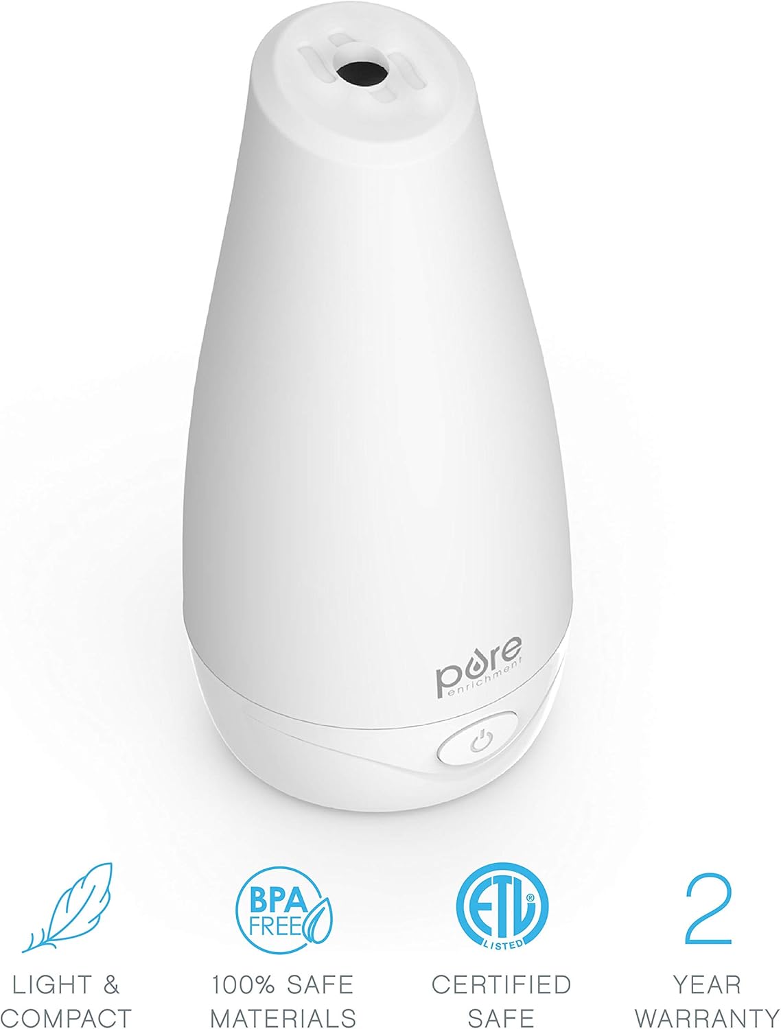 Pure Enrichment® PureSpa™ Essential Oil Diffuser - Compact Ultrasonic Aromatherapy Diffuser, Natural Air Deodorizer, 100ml Water Tank, and Optional Mood Light - Lasts Up to 7 Hours with Auto Shut-Off