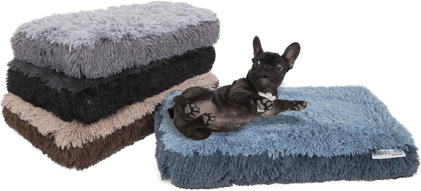 Paws & Pals Dog Bed for Pets & Cats - Fuzzy Foam Deluxe Premium Bedding Cuddler Lounger Two-Toned Design for Home & Crate (Medium, Blue)