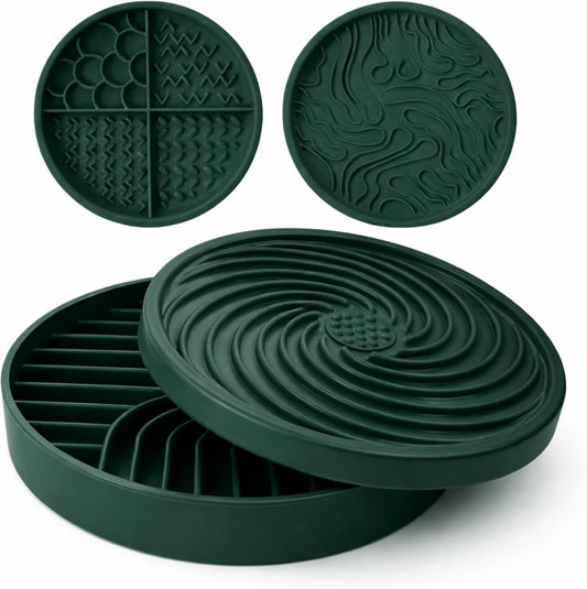 The Daily Bond 4-in-1 Dog Feeder – Slow Feeder Base with 3 Interchangeable Lick Mat Lids for Everyday Enrichment & Engagement– BPA-Free, Dishwasher-Safe Design