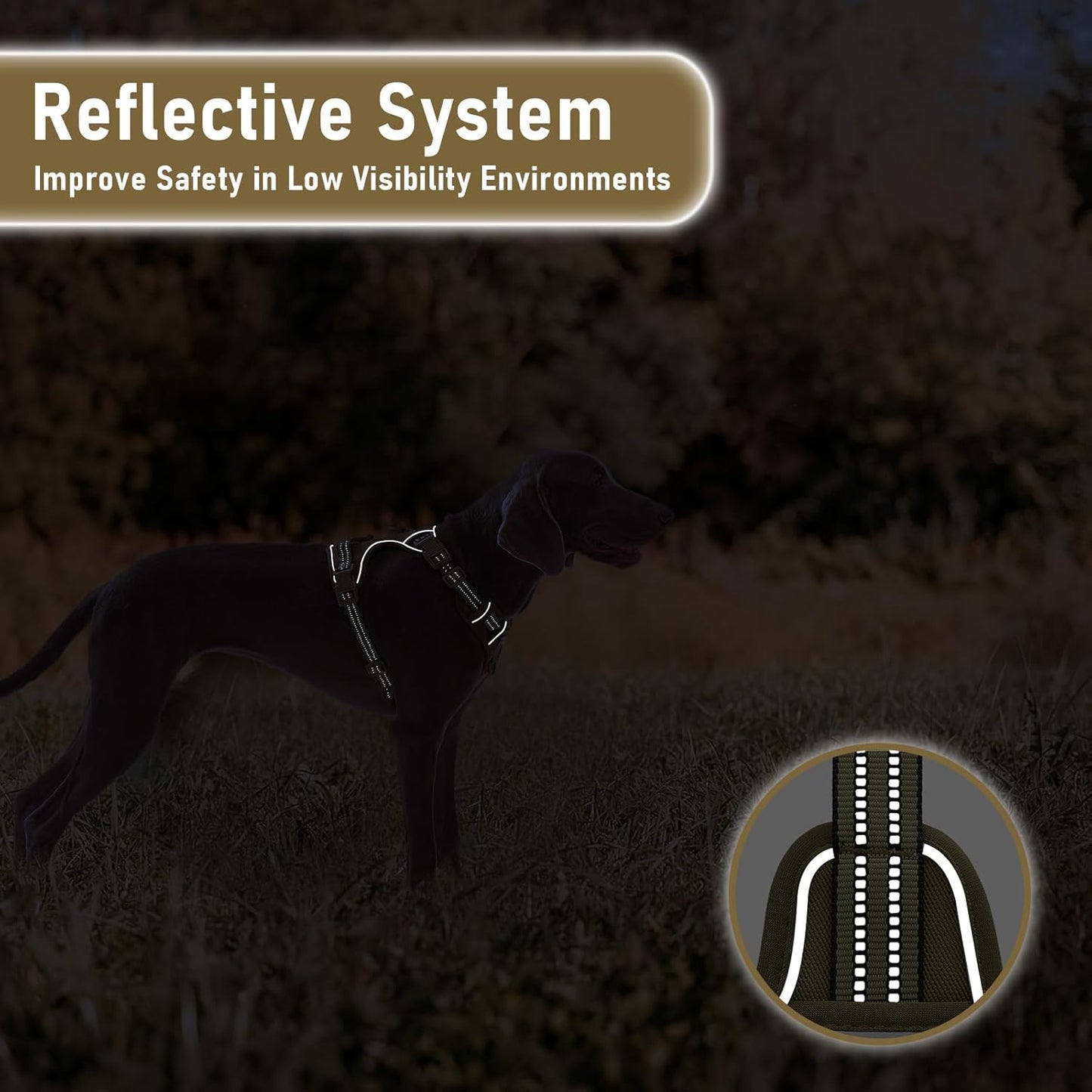 No Pull Dog Harness for Medium Dogs, Easy on/Off with Neck Buckle, Adjustable Reflective Harness Vest with Handle, for Working Training Hiking Walking, Escape Proof Pet Vest