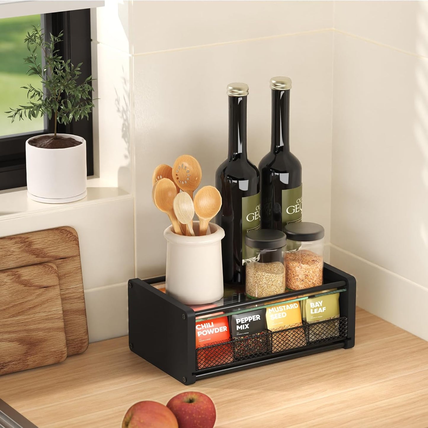Tea Bag Organizer, Tea Organizer and Storage with Drawers, Tea Bag Holder with Divided Compartments, Wooden Kitchen Organizers and Storage for Kitchen, Countertop, Office, Tea Station