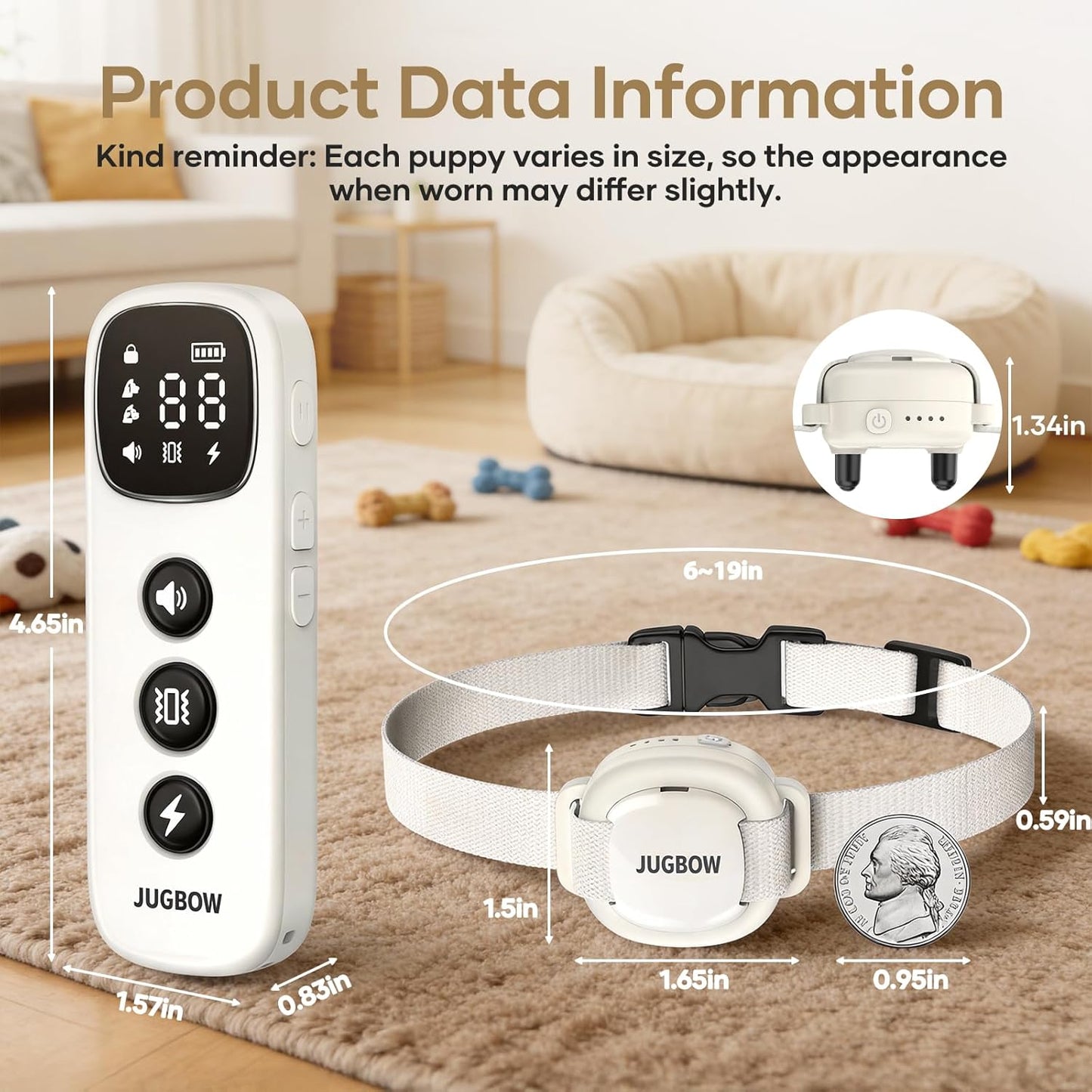 Jugbow Shock Collar for Small Dogs - 4200FT Dog Training Collar with Remote for 5-30lbs Mini Small Dogs, IPX8-Waterproof Rechargeable E-Collar with Beep (1-9), Vibration(1-3), Safe Shock(0-16)